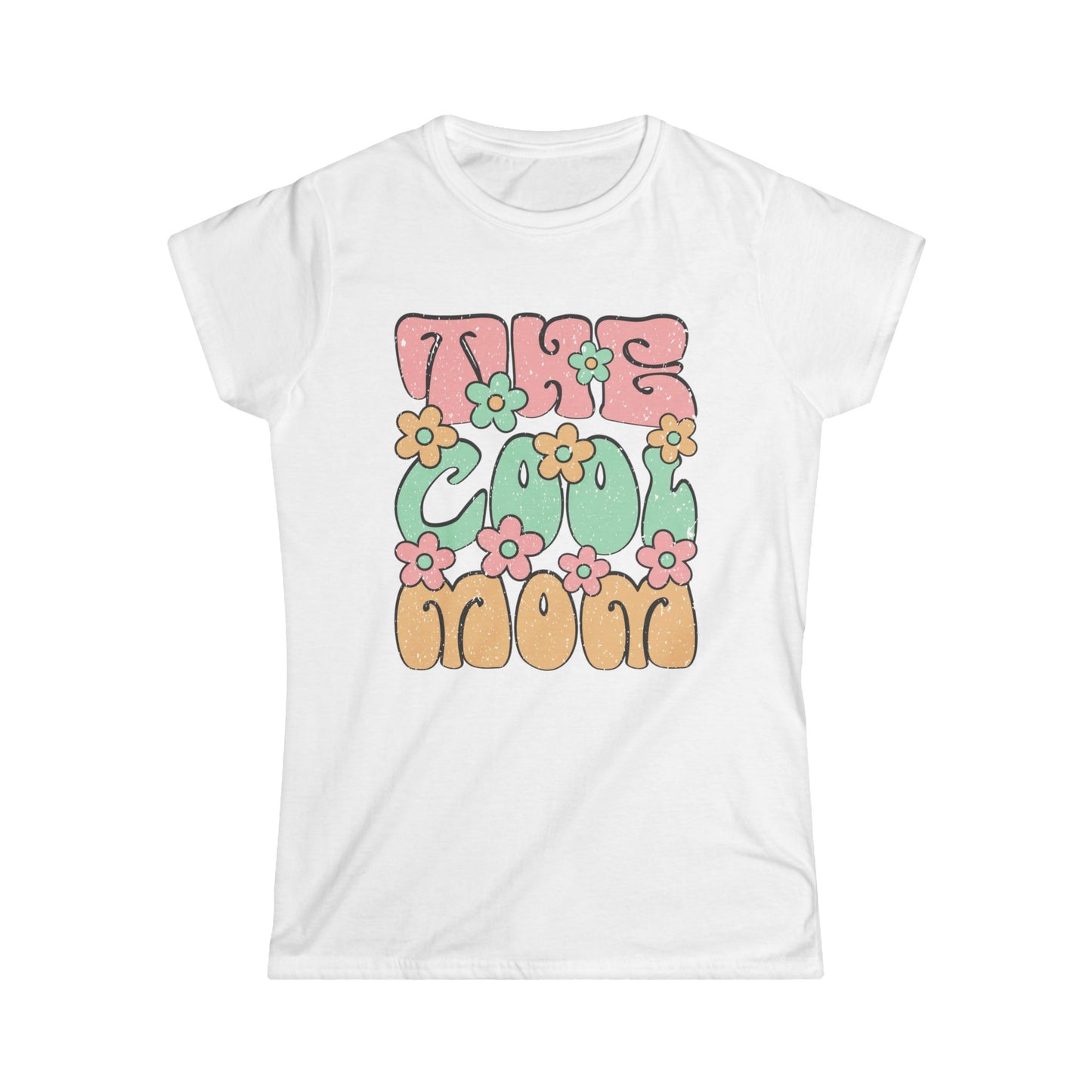 "Take The Cool Mom" Women's Softstyle Tee - Trendy Floral Graphic T-Shirt for Moms