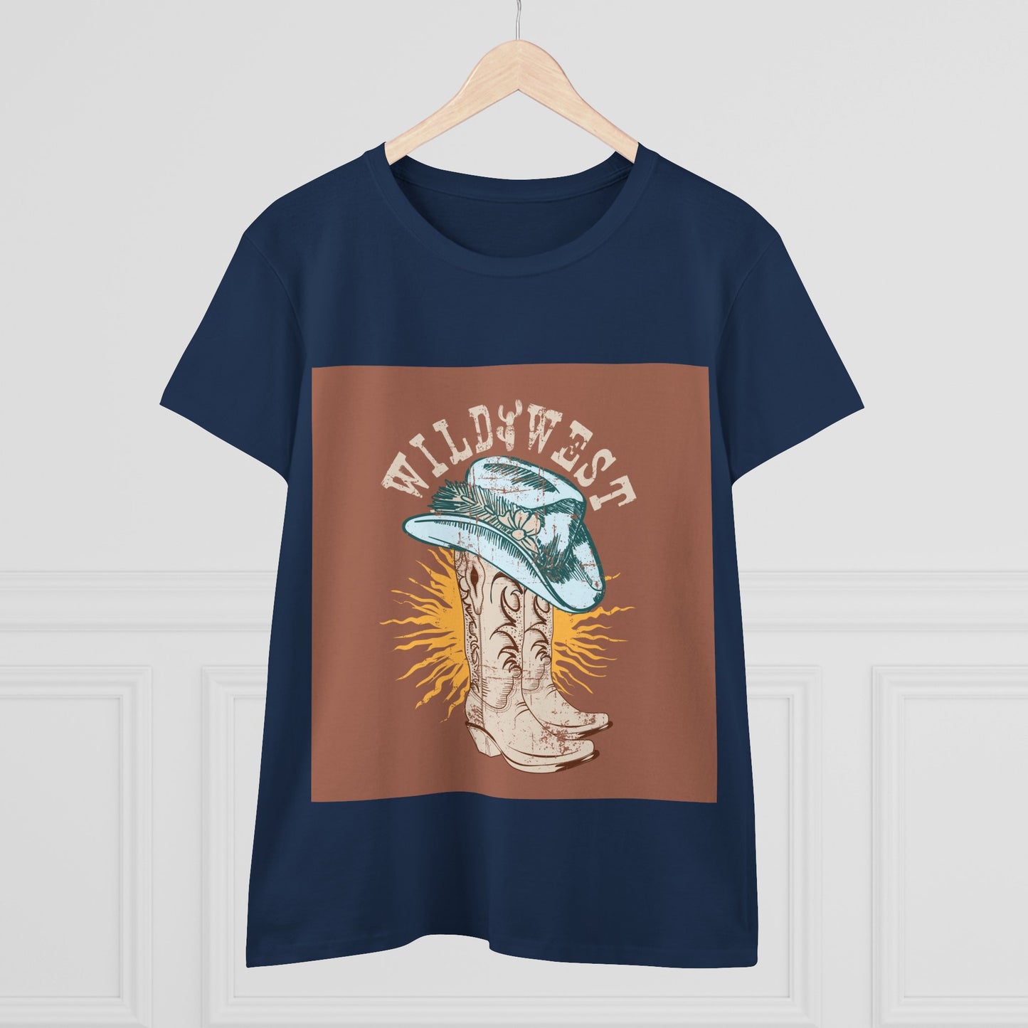 Wild West Women's Cotton Tee - Casual Summer Top, Boho Fashion, Vintage Graphic Shirt, Gift for Cowgirls, Western Wear