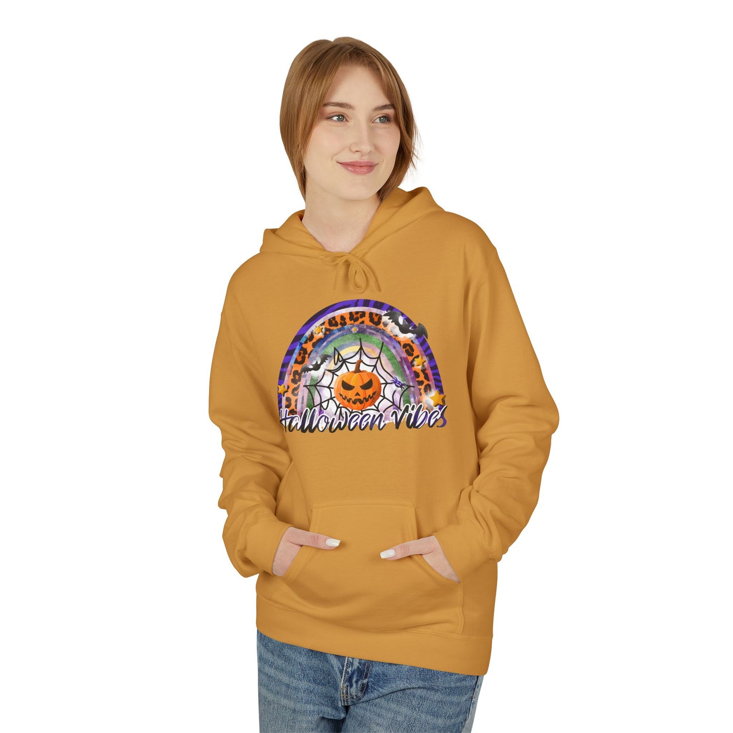 Halloween Vibes Unisex Softstyle Hoodie, Cozy Fall Sweatshirt, Autumn Fashion, Spooky Season Wear, Perfect for Halloween