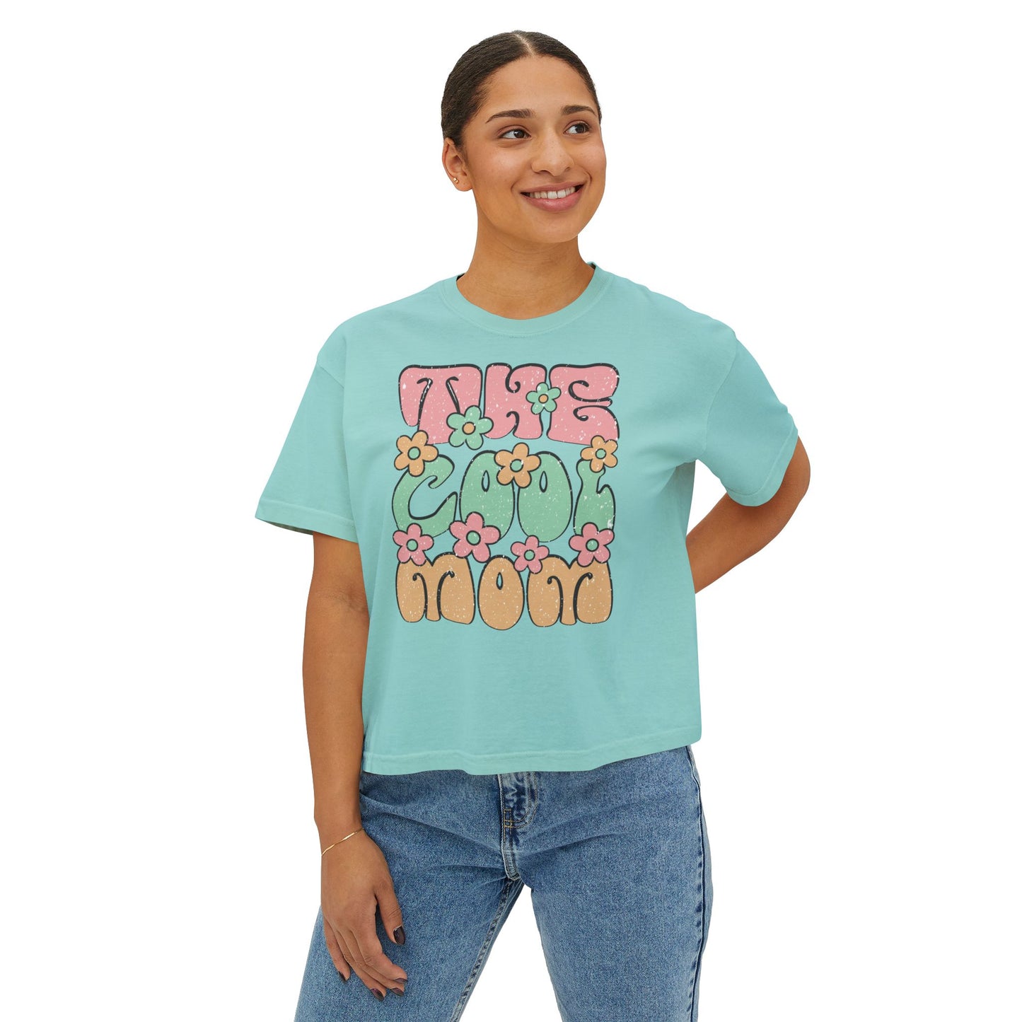 Retro Floral Cool Mom Boxy Tee