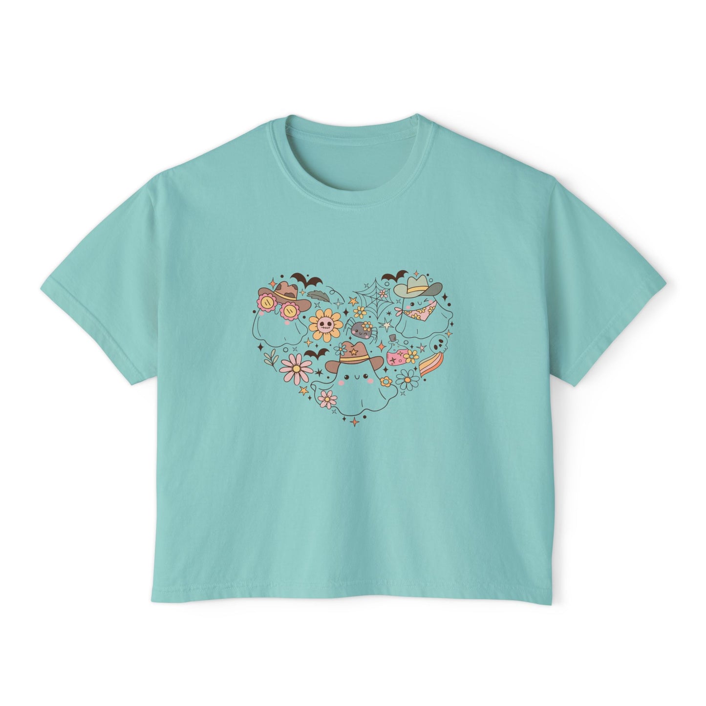 Whimsical Nature Women's Boxy Tee, Cute Graphic Shirt, Summer Fashion Tee, Gift for Nature Lovers, Casual Women's Top