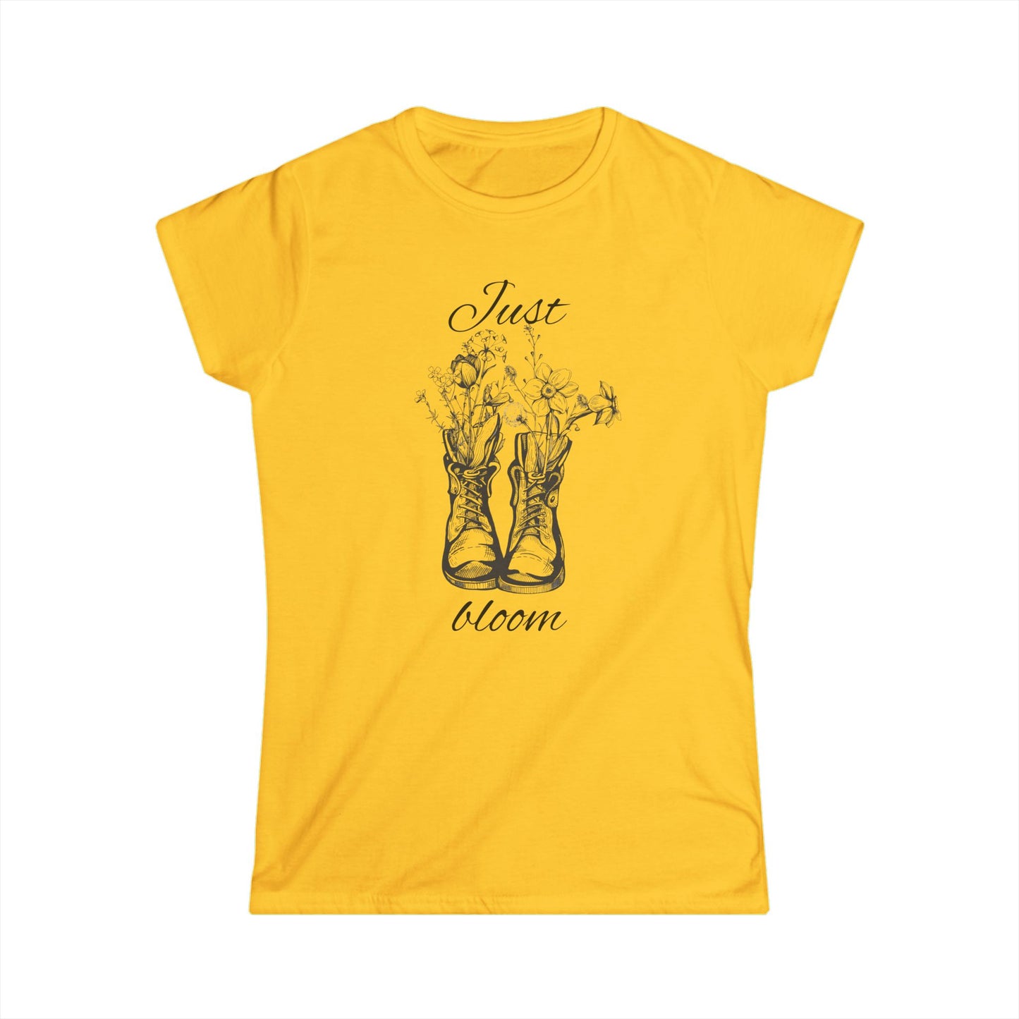 Just Bloom Women's Softstyle Tee - Inspirational Floral Design
