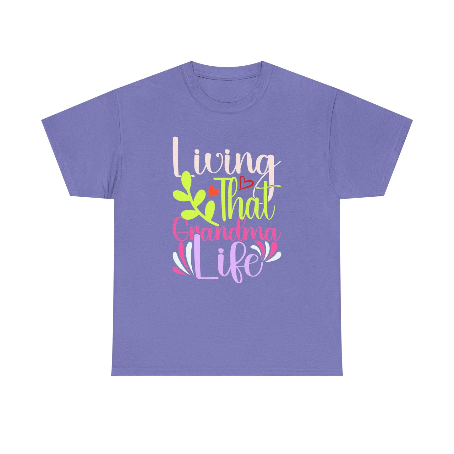 Living That Grandma Life Unisex Heavy Cotton Tee, Gift for Grandma, Cute Family Shirt, Mother's Day Tee, Casual Everyday Wear