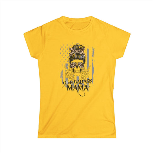 One Badass Mama Women's Softstyle Tee - Trendy Graphic T-Shirt for Moms