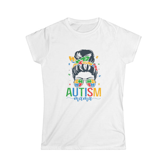 Autism Mama Women's Softstyle Tee | Supportive T-Shirt, Gift for Moms, Autism Awareness, Comfortable Casual Wear, Colorful Design