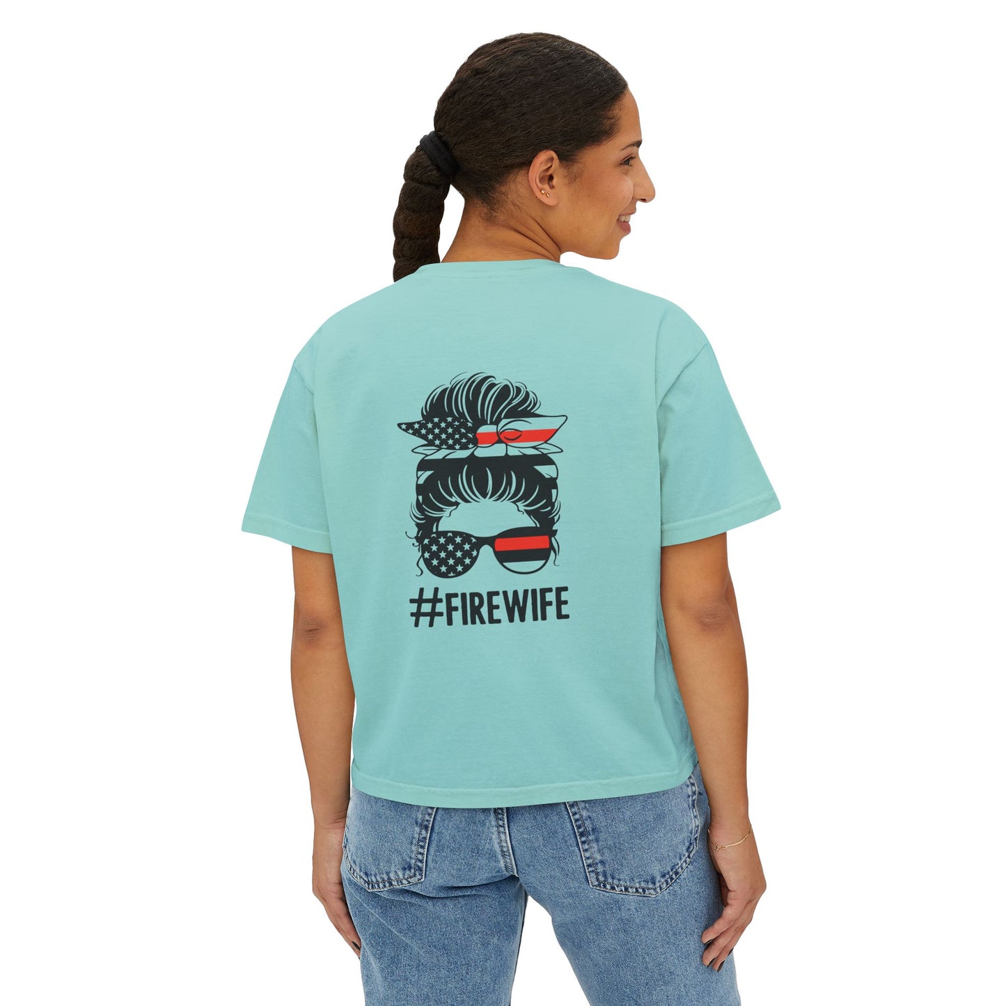 Women's Boxy Tee - #FireWife Graphic Shirt for Firefighter Wives
