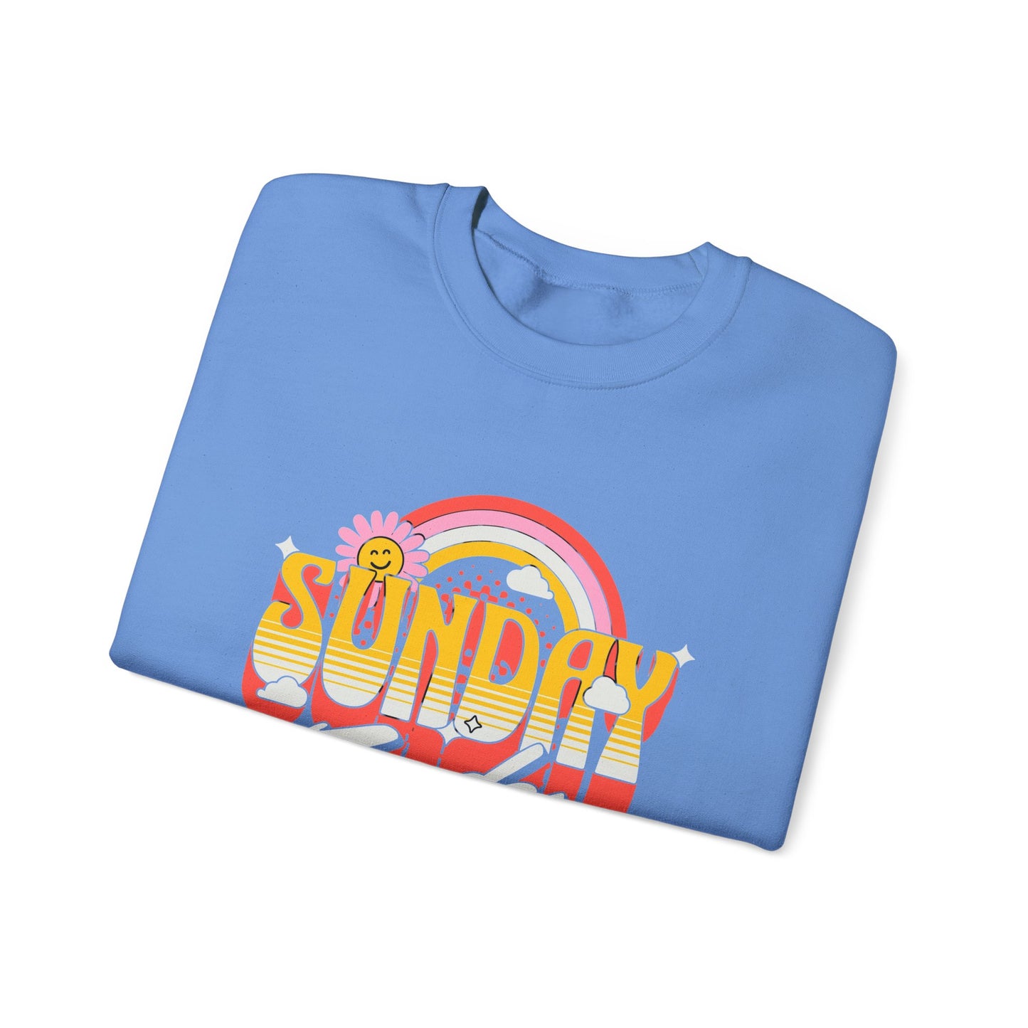 Sunday Funday Unisex Crewneck Sweatshirt - Retro Rainbow Design