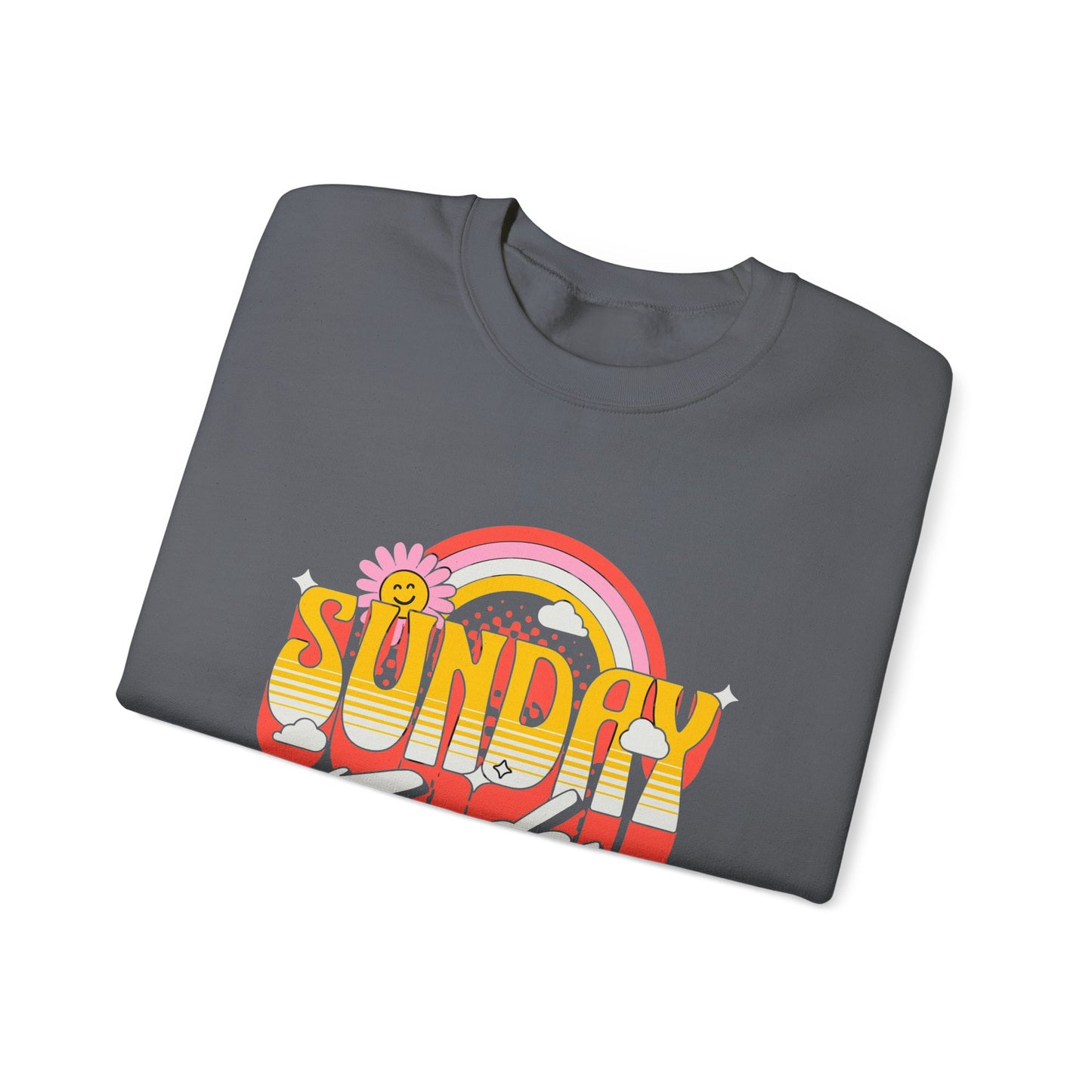Sunday Funday Unisex Crewneck Sweatshirt - Retro Rainbow Design