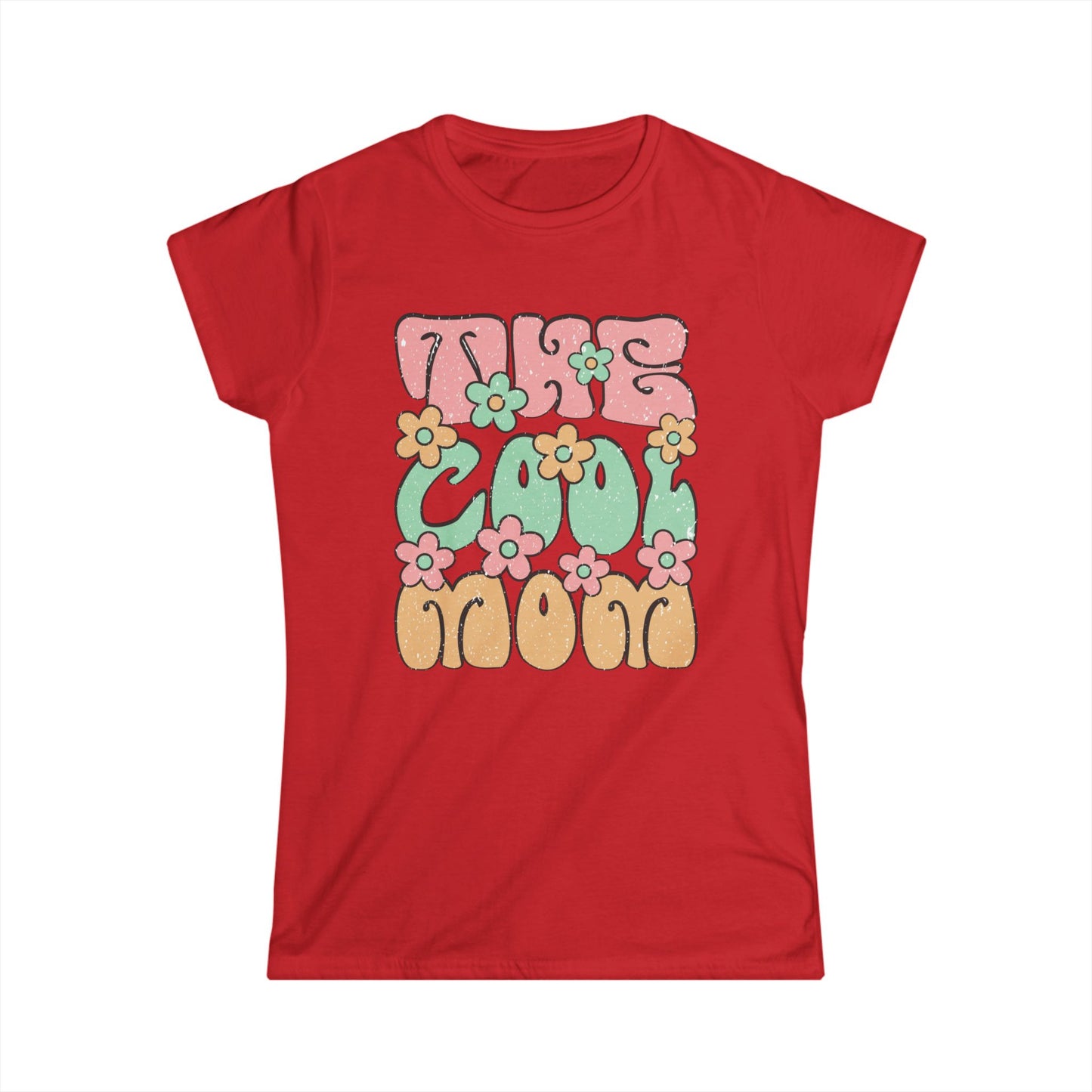 "Take The Cool Mom" Women's Softstyle Tee - Trendy Floral Graphic T-Shirt for Moms
