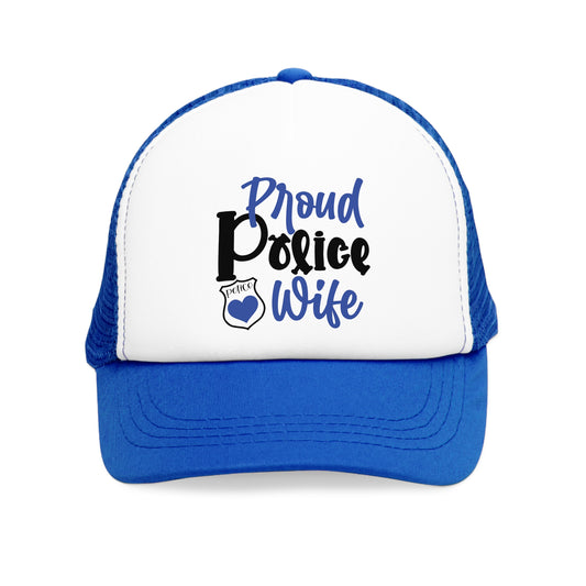 Proud Police Wife Mesh Cap, Trucker Hat, Police Family Gift, Support Police Spouse, Law Enforcement Wife Cap
