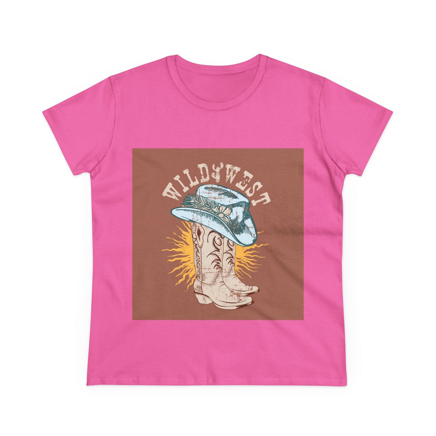 Wild West Women's Cotton Tee - Casual Summer Top, Boho Fashion, Vintage Graphic Shirt, Gift for Cowgirls, Western Wear
