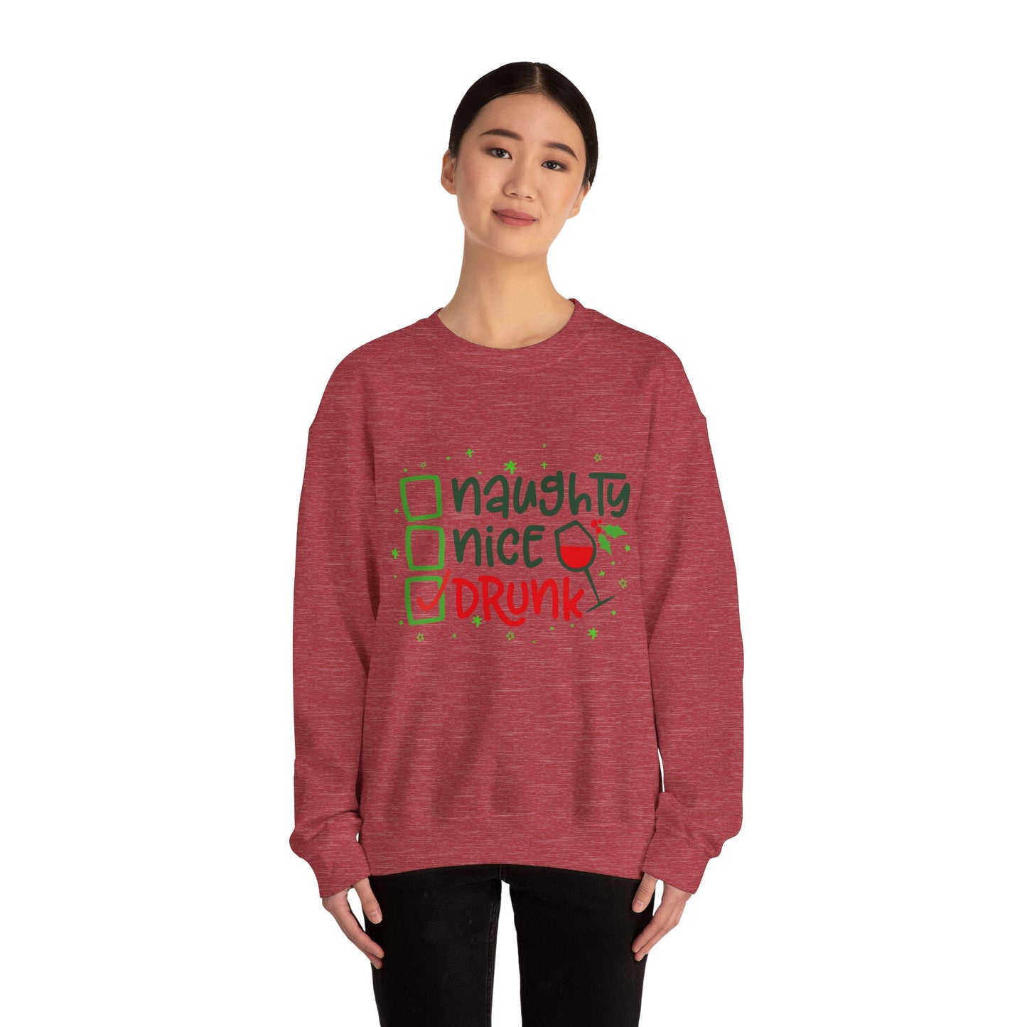 Naughty Nice Drunk Sweatshirt - Unisex Holiday Crewneck
