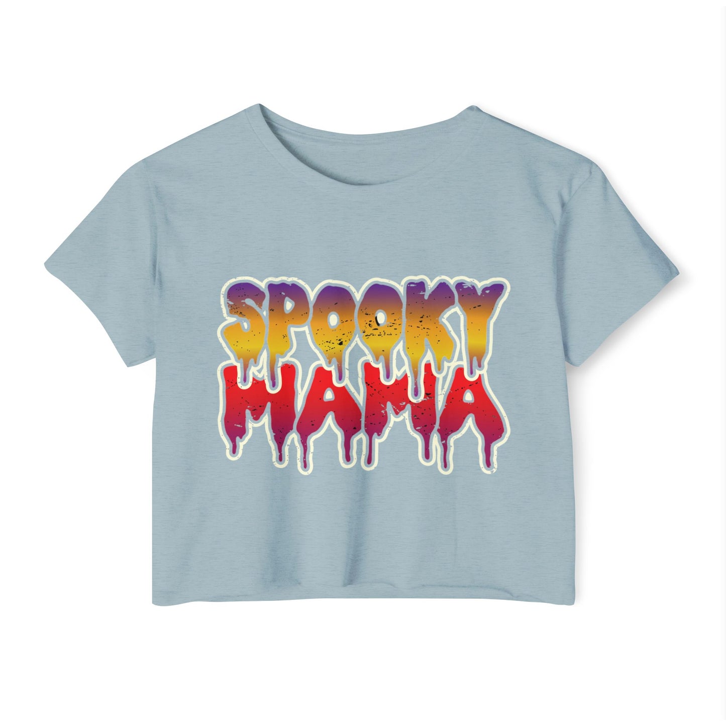 Spooky Mama Women's Festival Crop Top, Halloween Shirt, Boho Crop Tee, Festival Wear, Party Top, Casual Stylish Crop