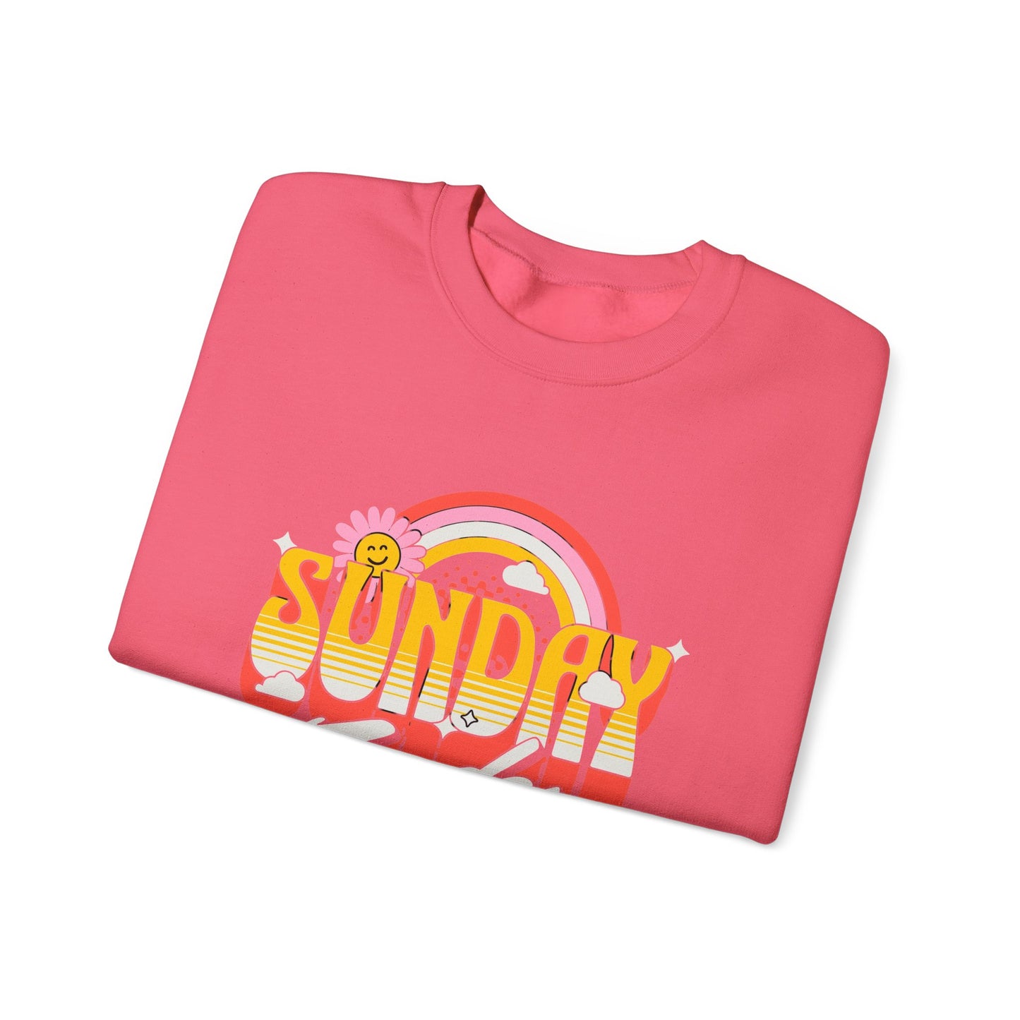 Sunday Funday Unisex Crewneck Sweatshirt - Retro Rainbow Design