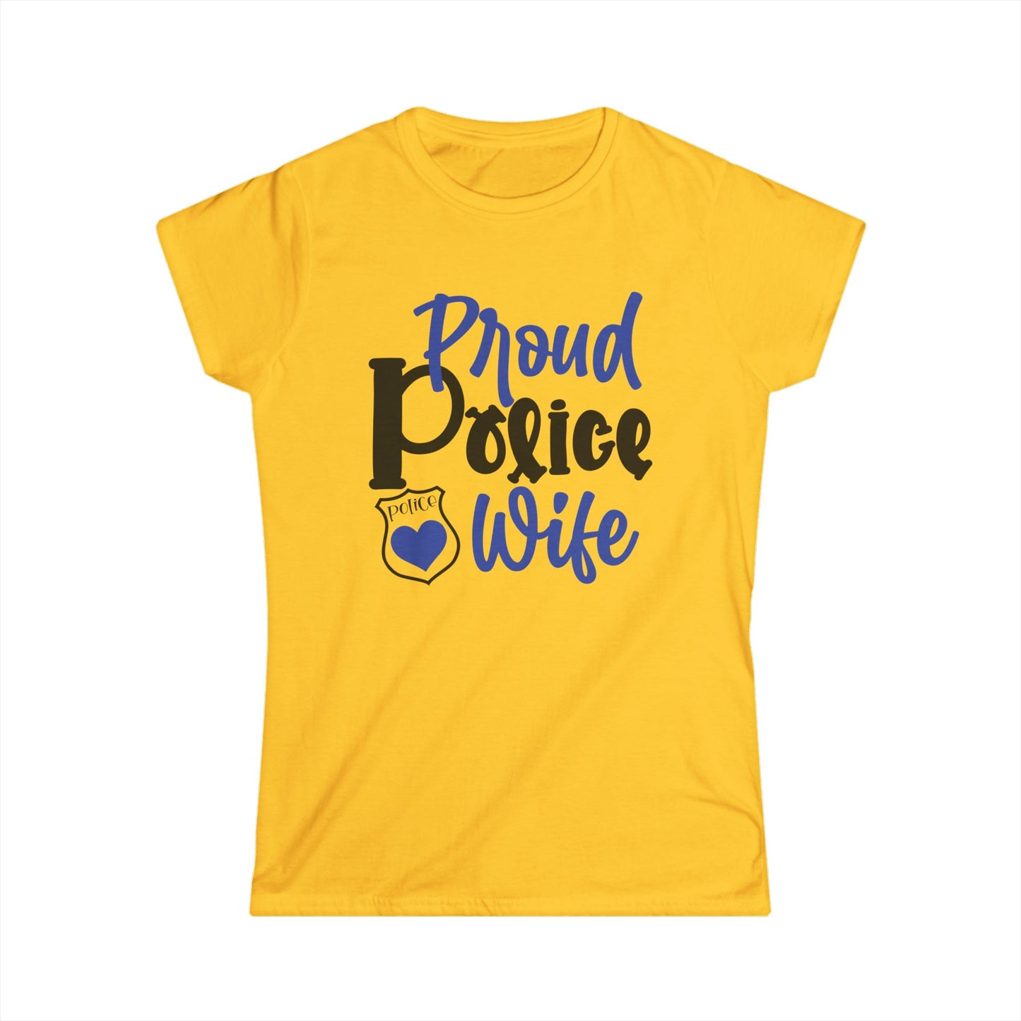 Proud Police Wife Tee, Women's Softstyle Shirt, Police Spouse Gift, Supportive Wife Apparel, Law Enforcement Love Tee