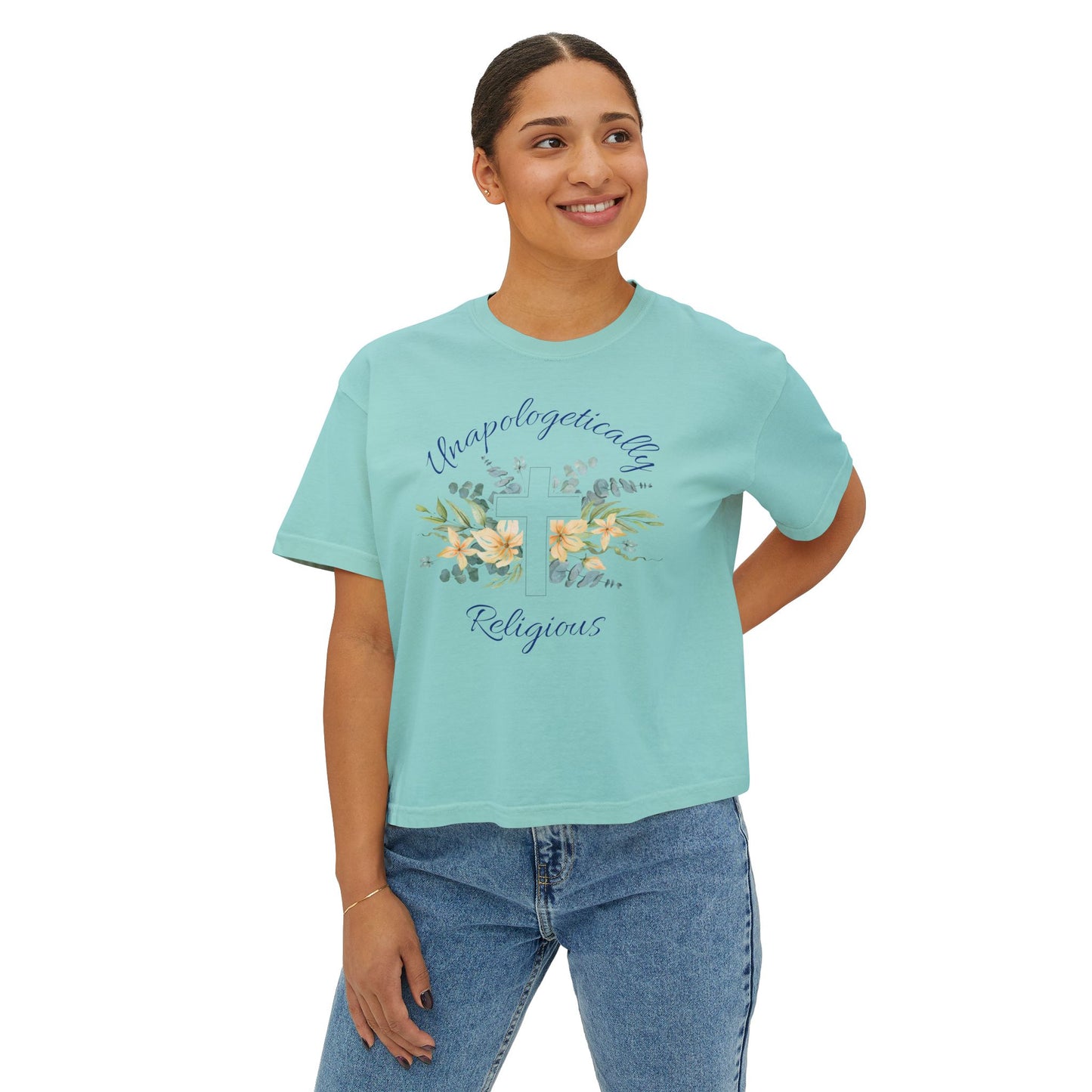 Unapologetically Religious Women's Boxy Tee | Faith-Based Fashion, Casual Wear, Gift for Believers, Christian Apparel, Inspirational Top