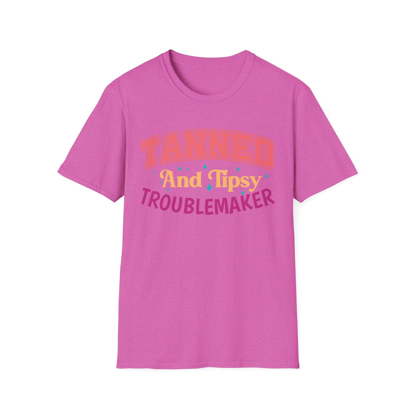 T-Shirt - Tanned and Tipsy Troublemaker Unisex Softstyle Tee