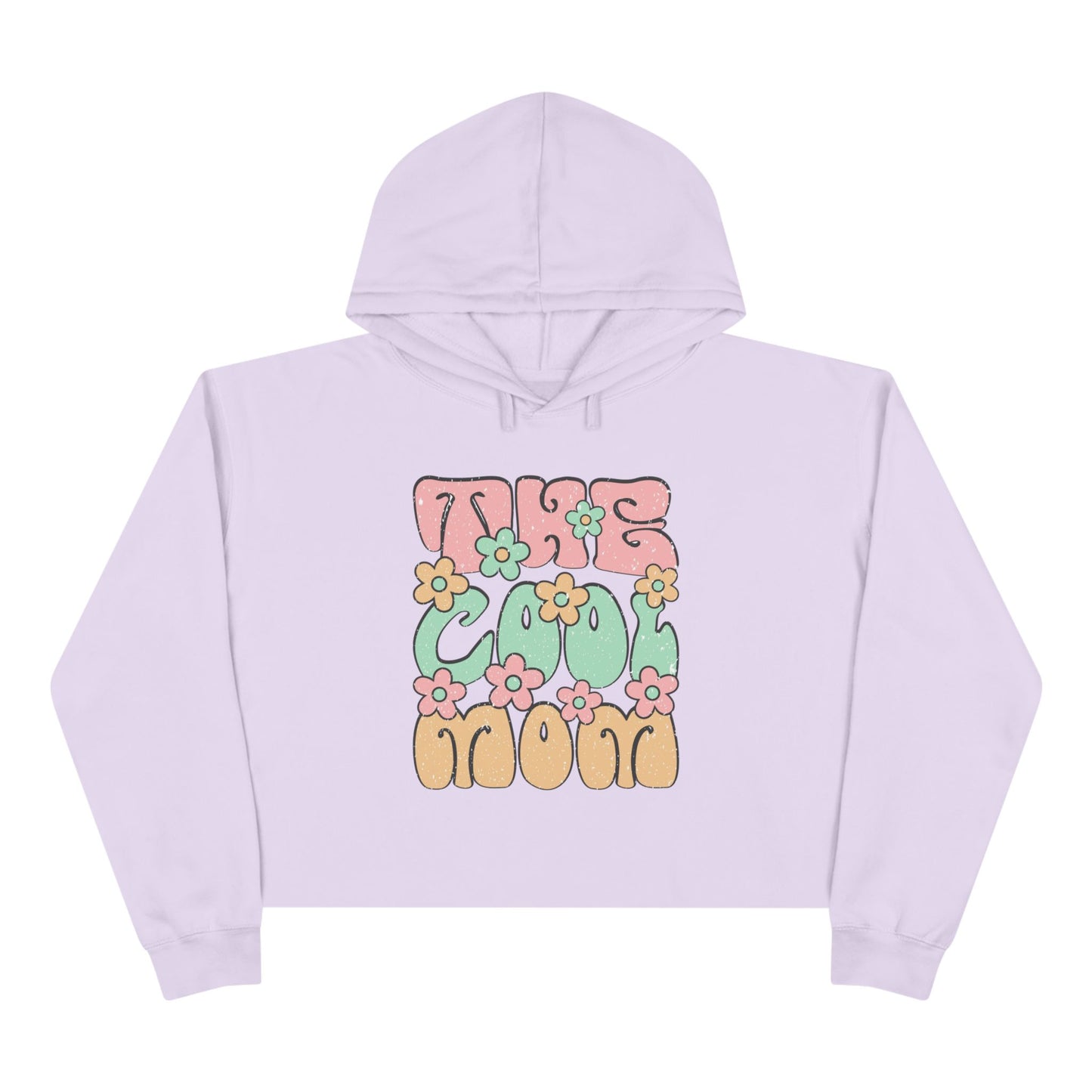 Retro Floral Crop Hoodie - 'This Cool Mood' - Trendy Spring Fashion