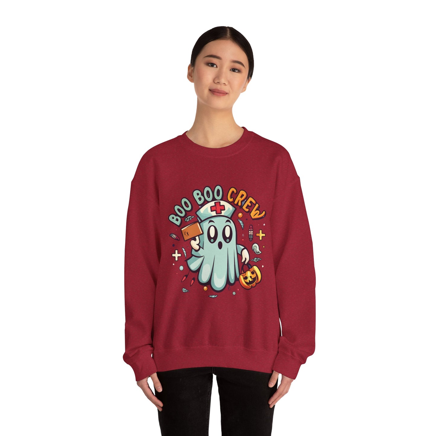 Halloween Ghost Crewneck Sweatshirt, Unisex Sweatshirt, Boo Boo Crew Sweatshirt, Cute Halloween Sweater, Cozy Fall Apparel