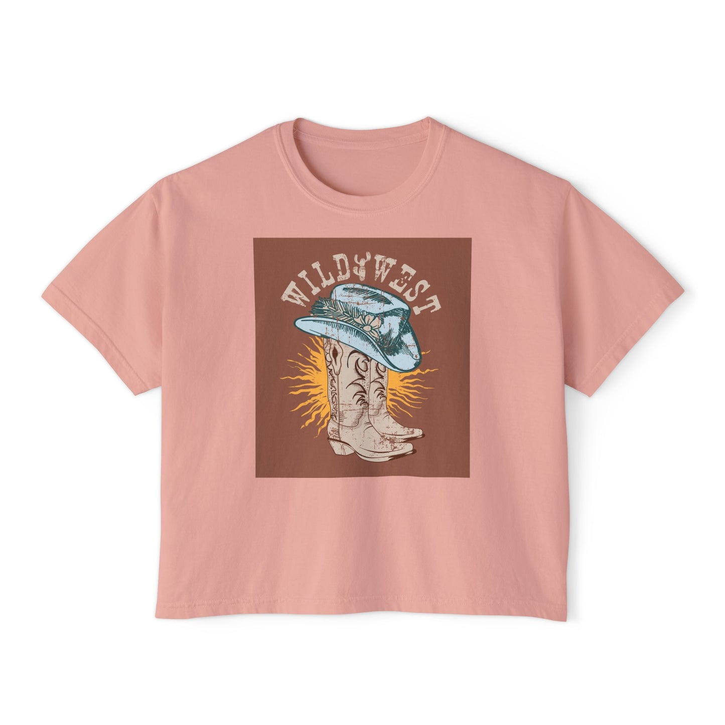 Wild West Women's Boxy Tee, Western Graphic T-Shirt, Vintage Cowboy Shirt, Boho Fashion Top, Casual Summer Wear, Gift for Her