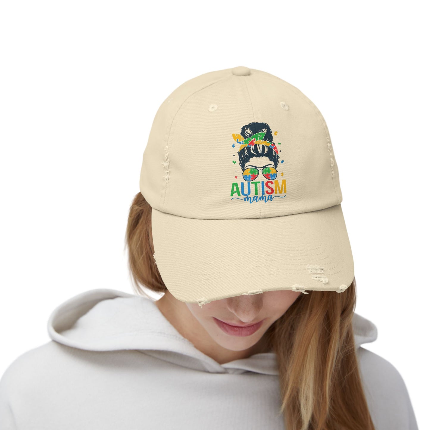 Autism Mama Distressed Cap - Stylish Supportive Hat for Moms