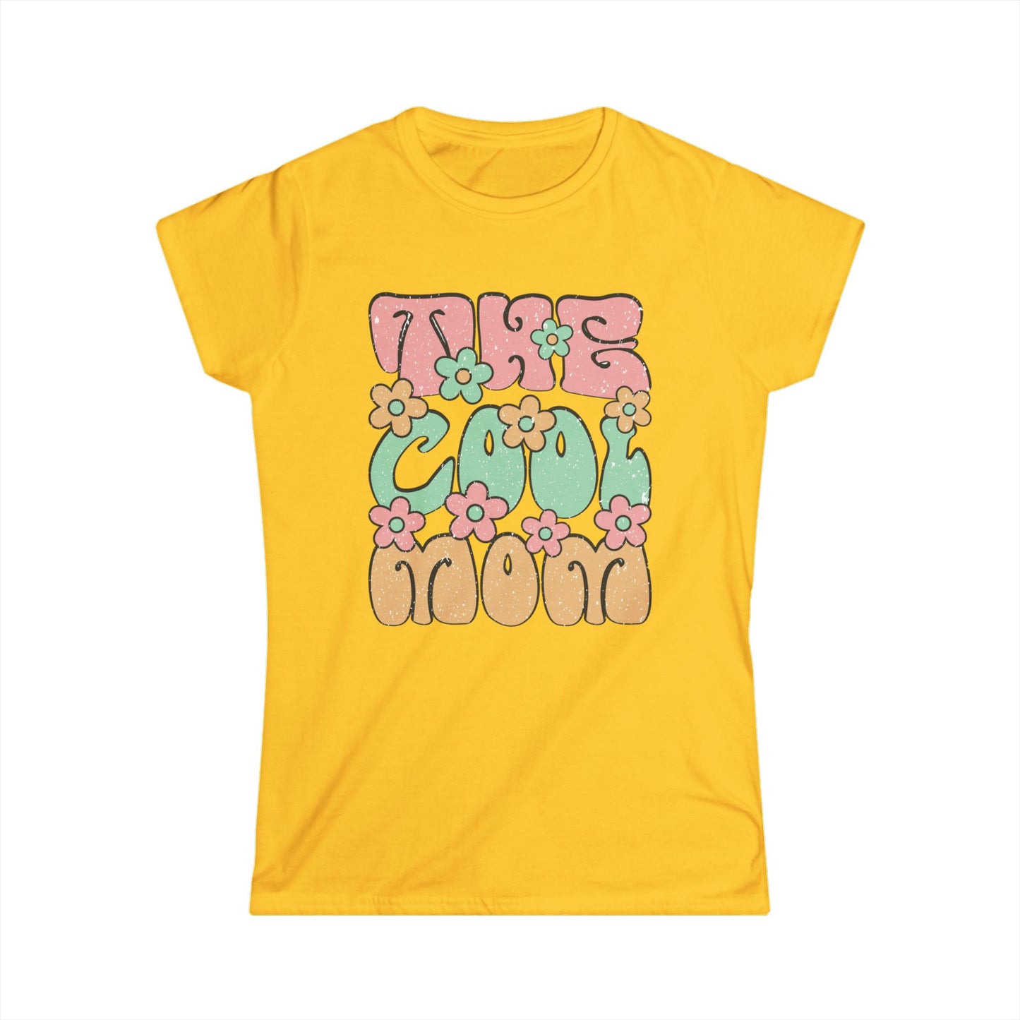 "Take The Cool Mom" Women's Softstyle Tee - Trendy Floral Graphic T-Shirt for Moms