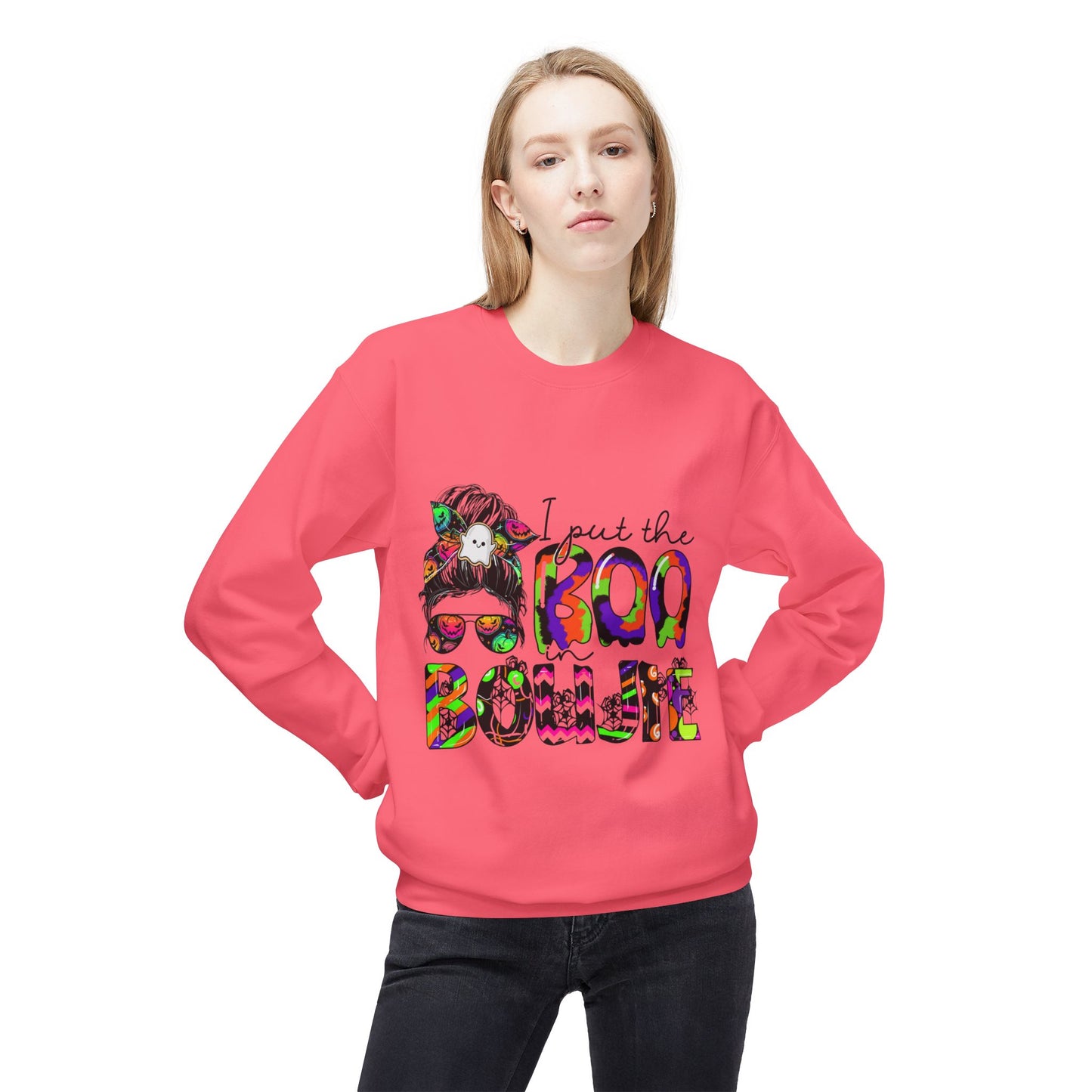Boho-Inspired Fleece Crewneck Sweatshirt - "I Put the Boo in Boogie"