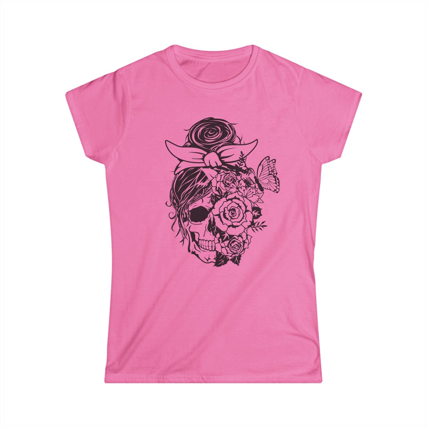 Floral Skull Women's Tee - Boho Chic Graphic T-Shirt for Everyday Style
