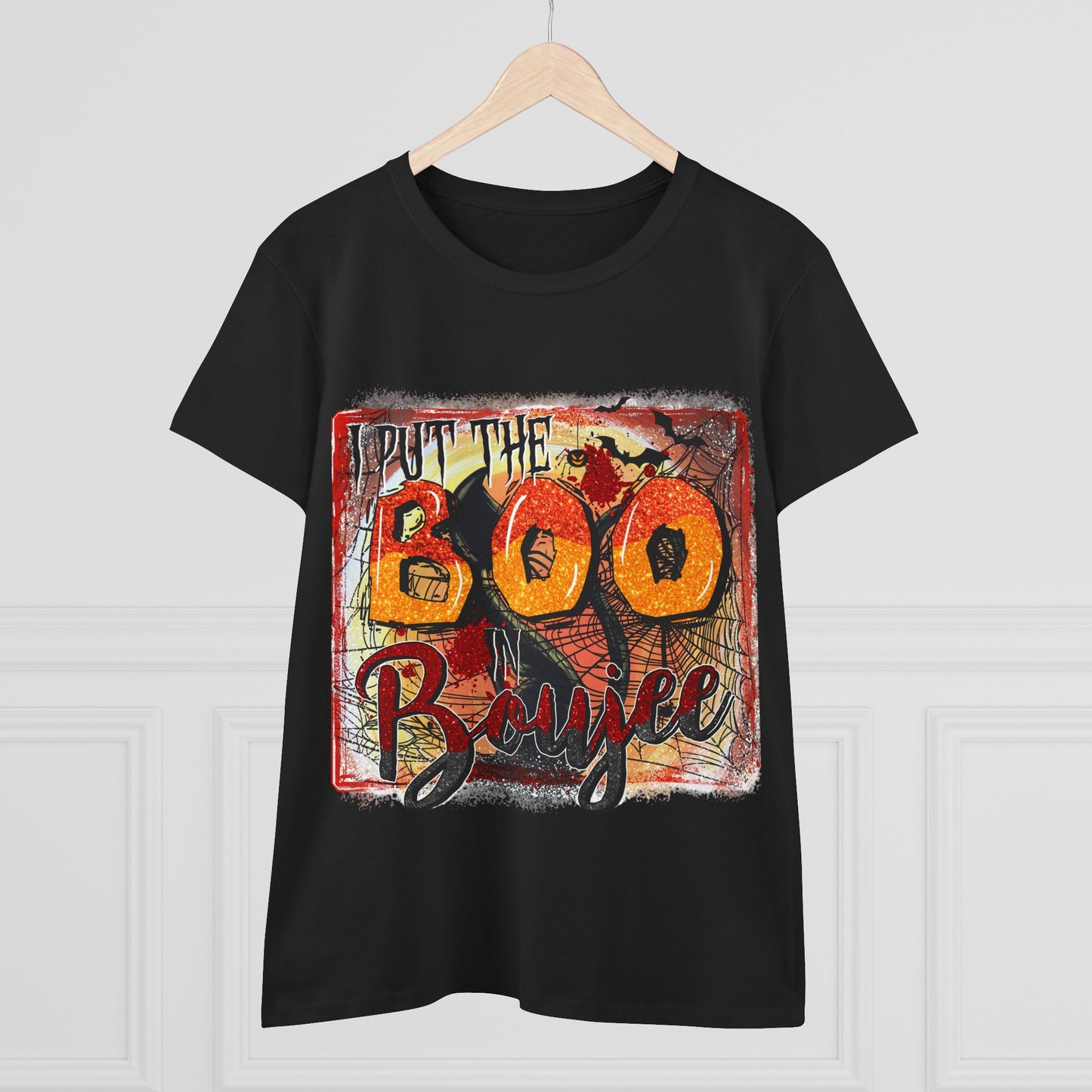 Boo-tiful Cotton Tee for Halloween, Women's Graphic Shirt, Spooky Vibes, Casual Wear, Gift for Her