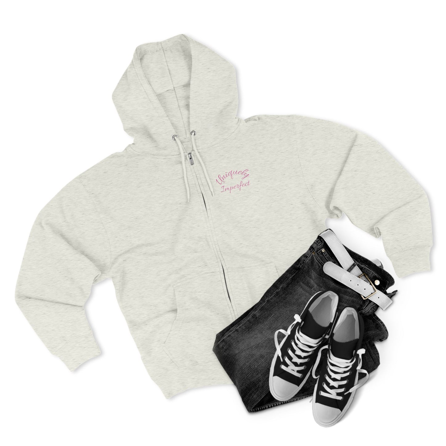 Unique & Imperfect Unisex Zip Hoodie - Edgy Skull Design
