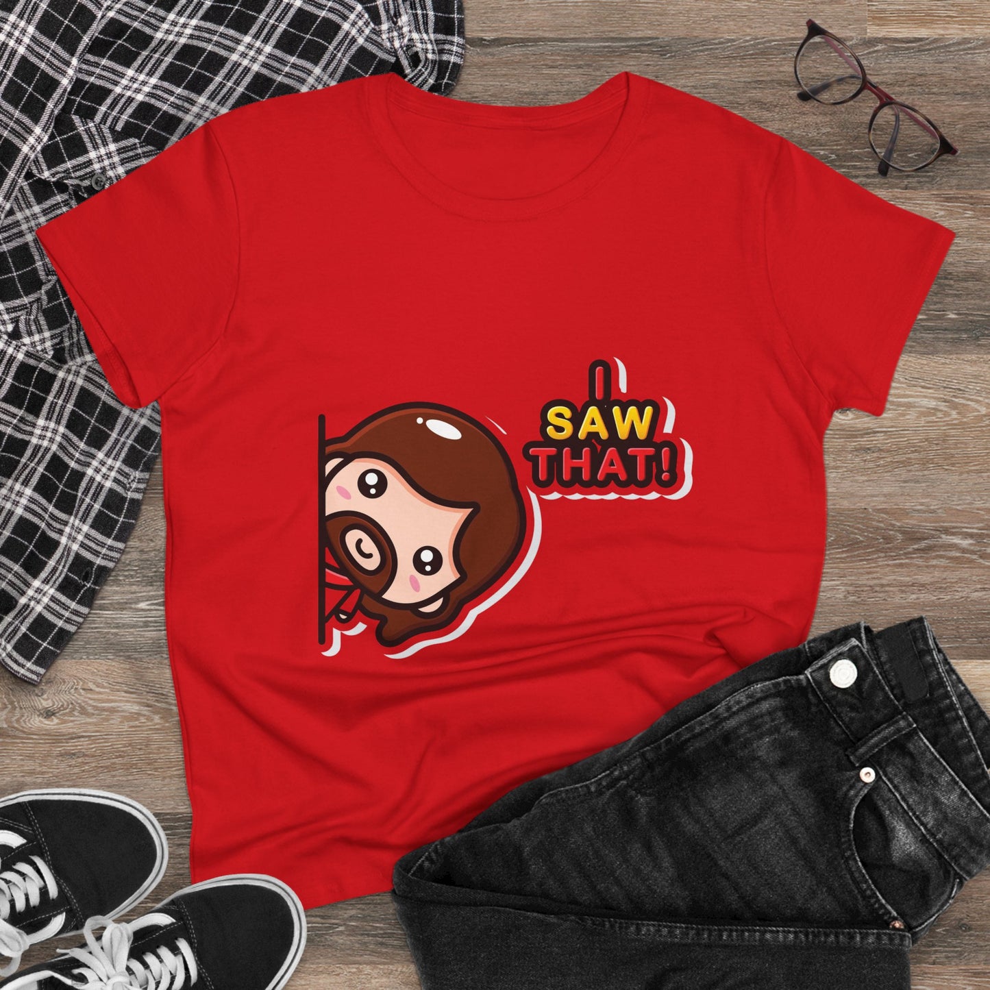 Funny Women’s Cotton Tee - 'I Saw That!' Graphic T-Shirt
