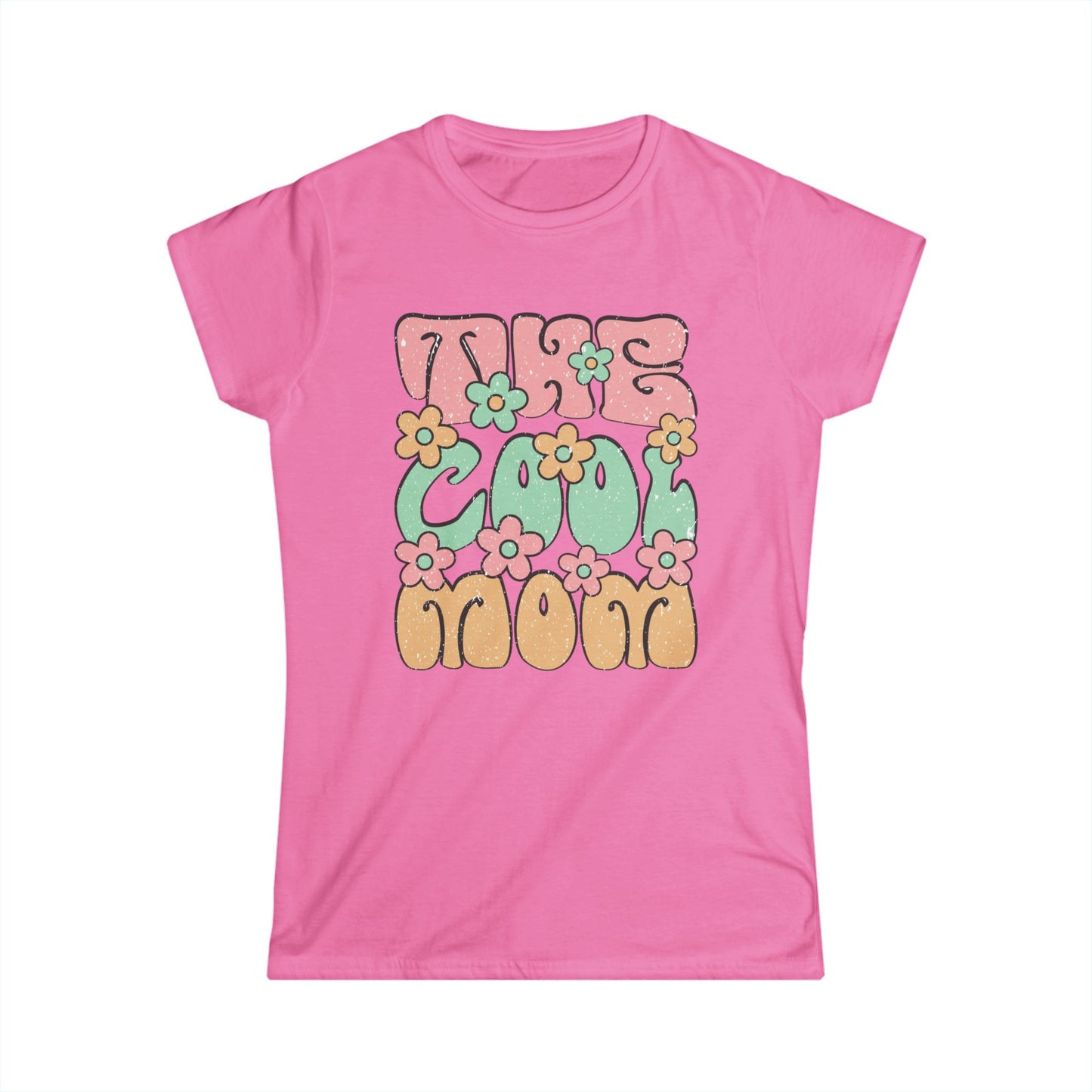 "Take The Cool Mom" Women's Softstyle Tee - Trendy Floral Graphic T-Shirt for Moms