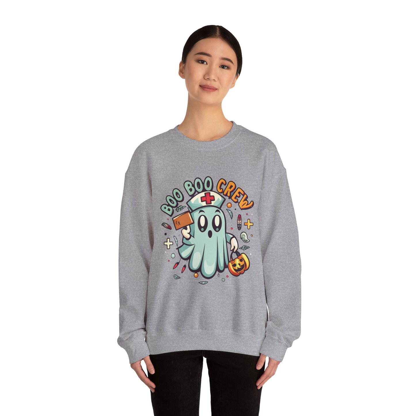 Halloween Ghost Crewneck Sweatshirt, Unisex Sweatshirt, Boo Boo Crew Sweatshirt, Cute Halloween Sweater, Cozy Fall Apparel