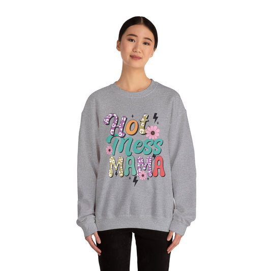 Hot Mess Mama Sweatshirt | Cozy Gift for Moms | Fun and Stylish Crewneck | Perfect for Casual Wear, Birthdays, Mother’s Day, Celebrations