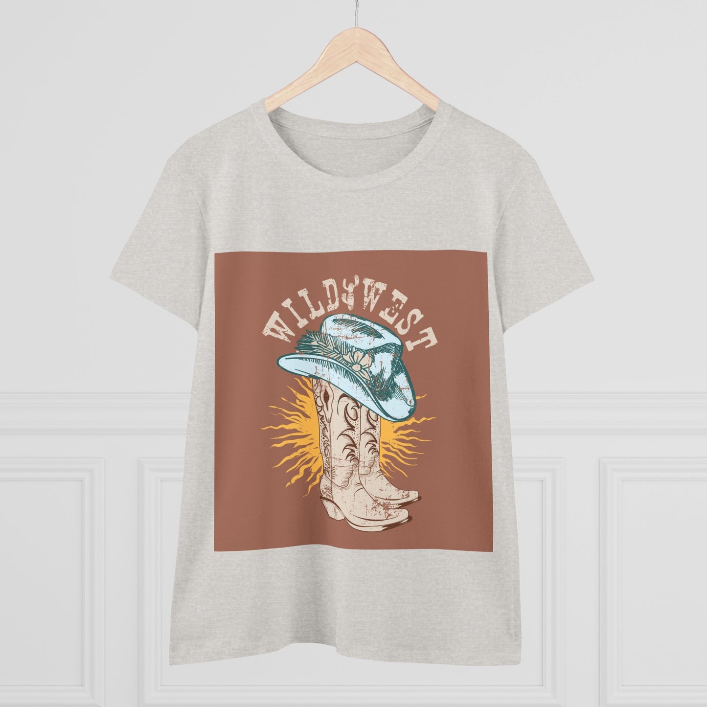 Wild West Women's Cotton Tee - Casual Summer Top, Boho Fashion, Vintage Graphic Shirt, Gift for Cowgirls, Western Wear