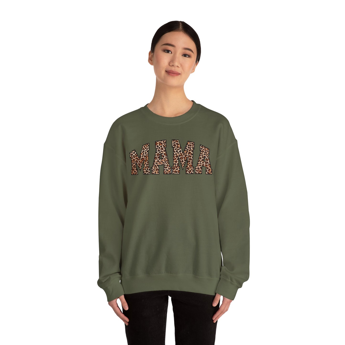 Mama Leopard Print Crewneck Sweatshirt - Unisex Heavy Blend™
