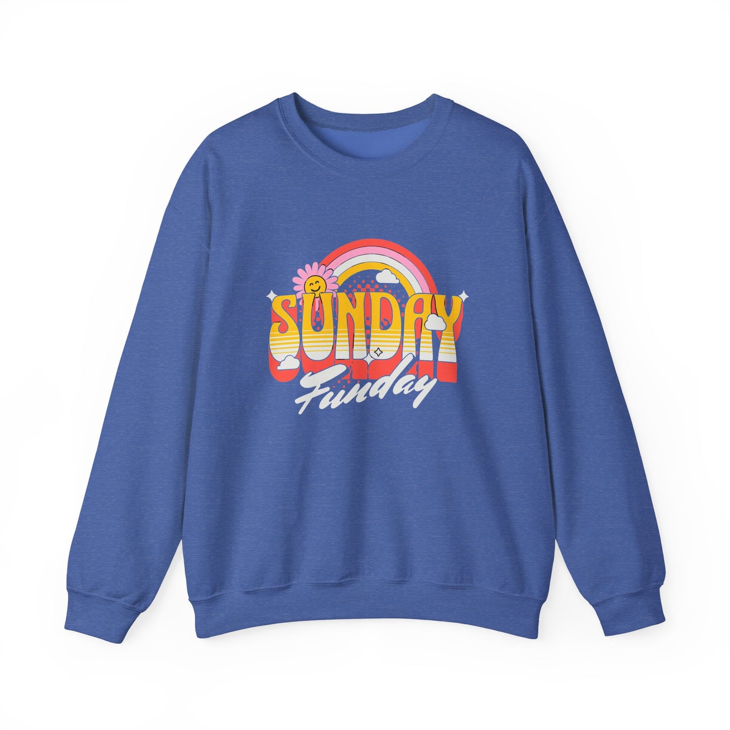 Sunday Funday Unisex Crewneck Sweatshirt - Retro Rainbow Design