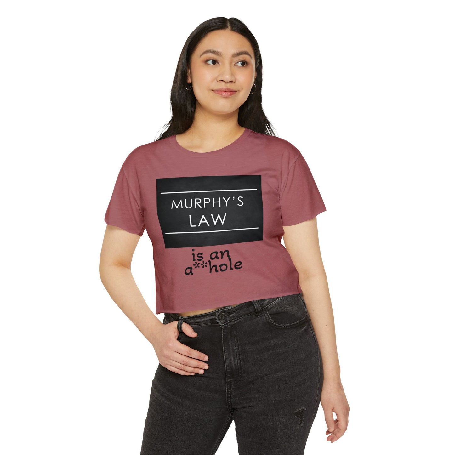 Murphy's Law Women's Festival Crop Top, Fun Summer Tee, Casual Streetwear, Gift for Her, Festival Outfit, Funny Quote Shirt