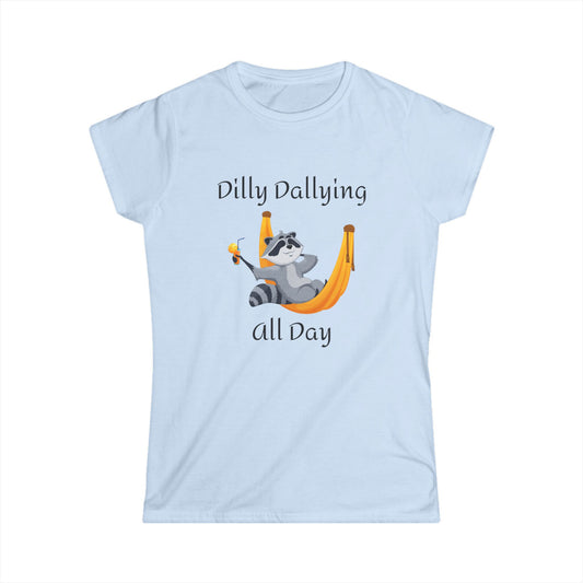 Dilly Dallying Raccoon Women's Softstyle Tee
