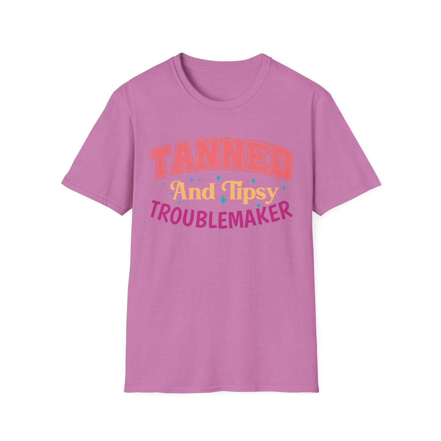 T-Shirt - Tanned and Tipsy Troublemaker Unisex Softstyle Tee