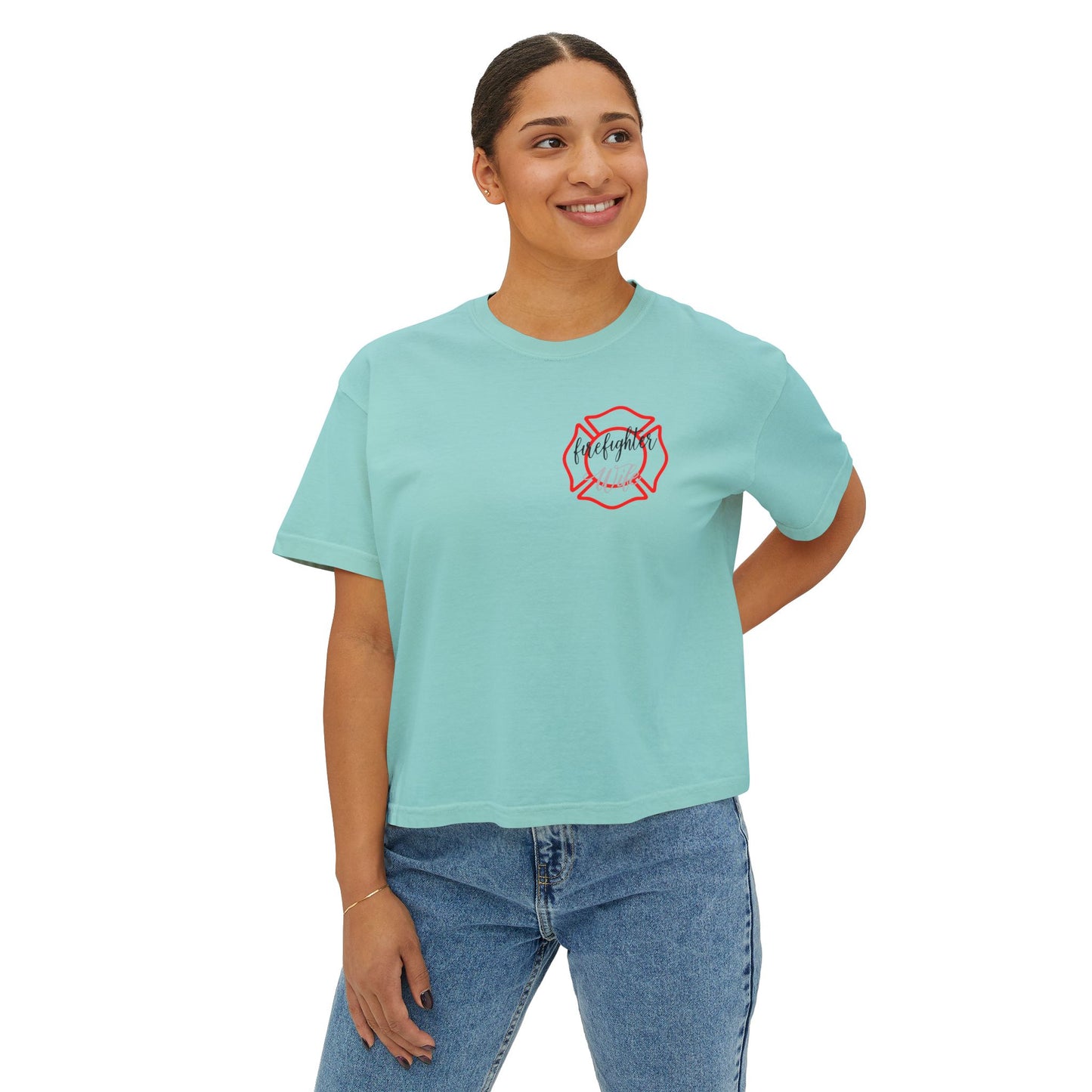 Women's Boxy Tee - #FireWife Graphic Shirt for Firefighter Wives