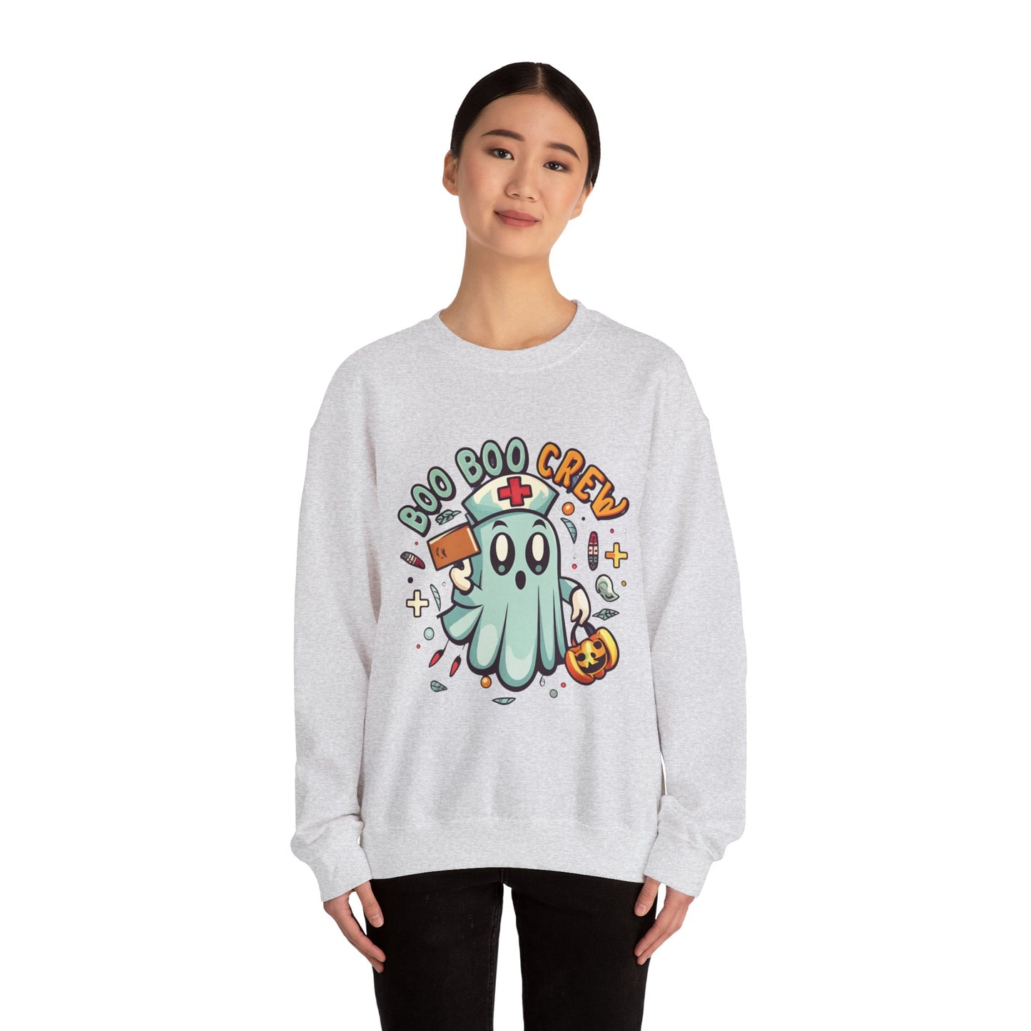 Halloween Ghost Crewneck Sweatshirt, Unisex Sweatshirt, Boo Boo Crew Sweatshirt, Cute Halloween Sweater, Cozy Fall Apparel
