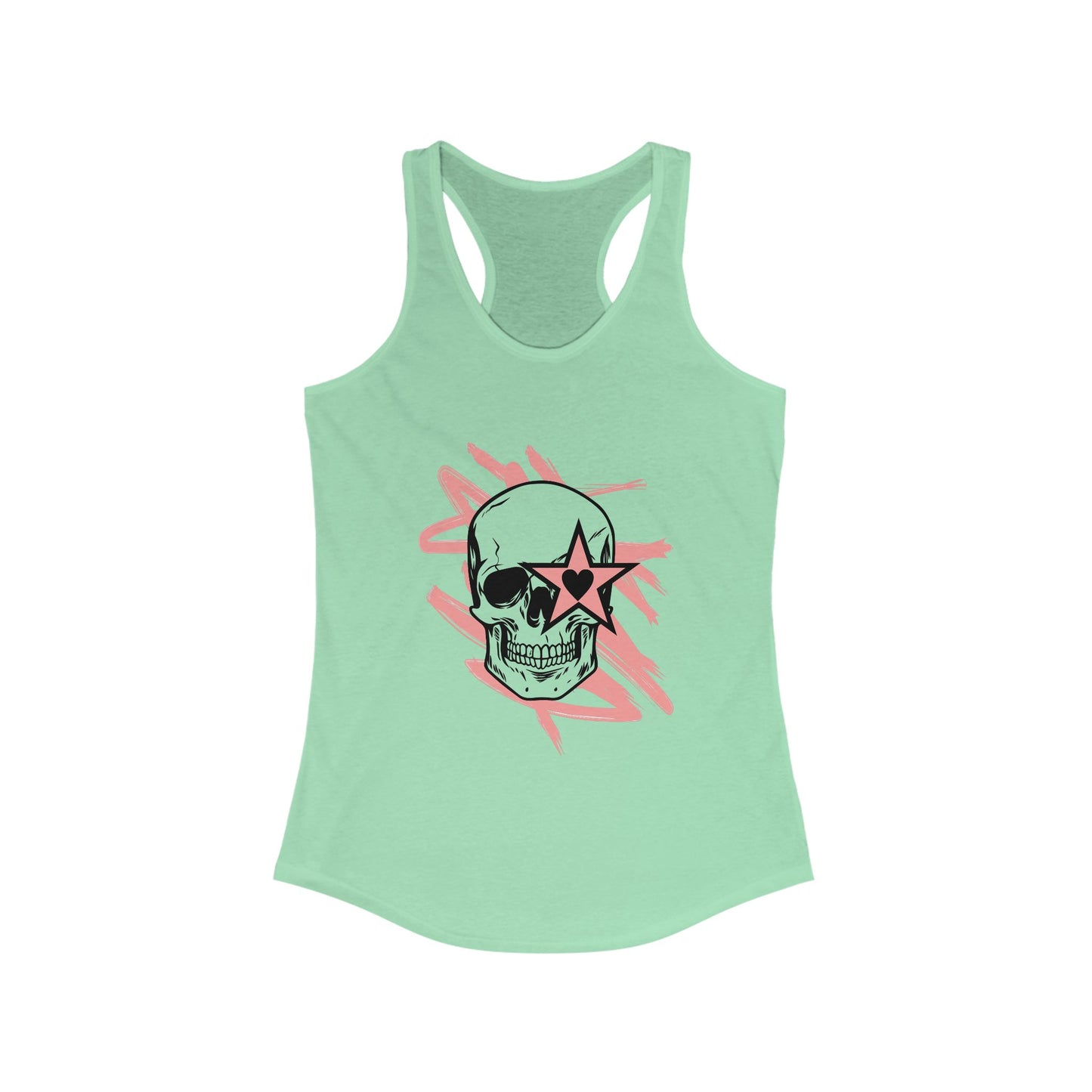 Edgy Skull Graphic Racerback Tank Top for Women - Perfect for Festivals and Casual Wear