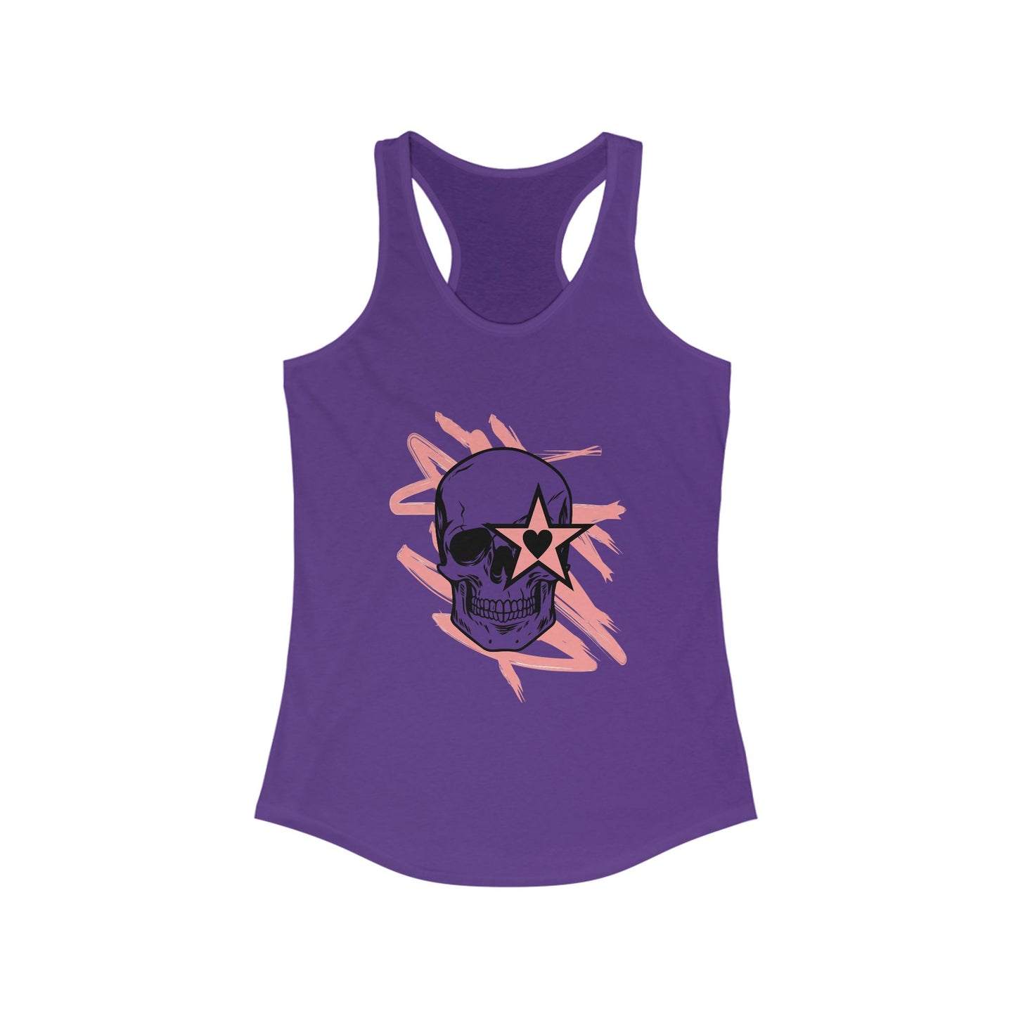 Edgy Skull Graphic Racerback Tank Top for Women - Perfect for Festivals and Casual Wear