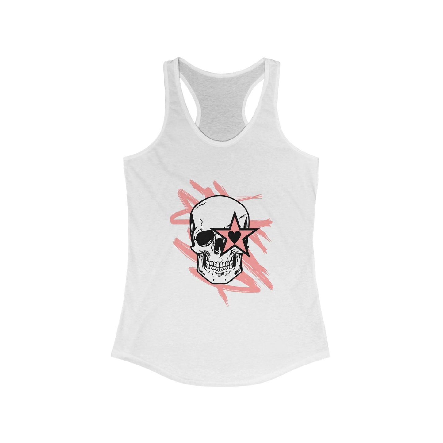 Edgy Skull Graphic Racerback Tank Top for Women - Perfect for Festivals and Casual Wear