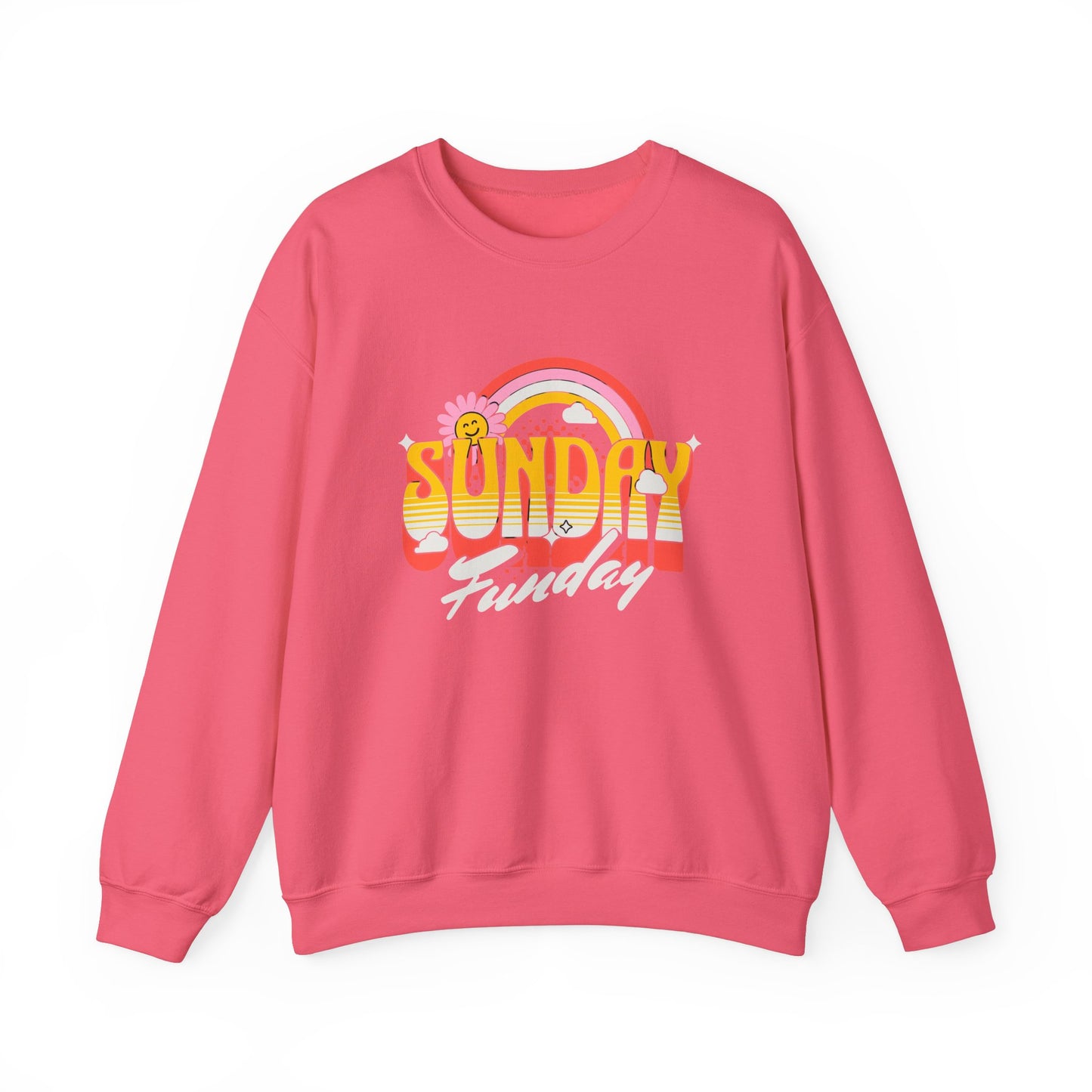 Sunday Funday Unisex Crewneck Sweatshirt - Retro Rainbow Design