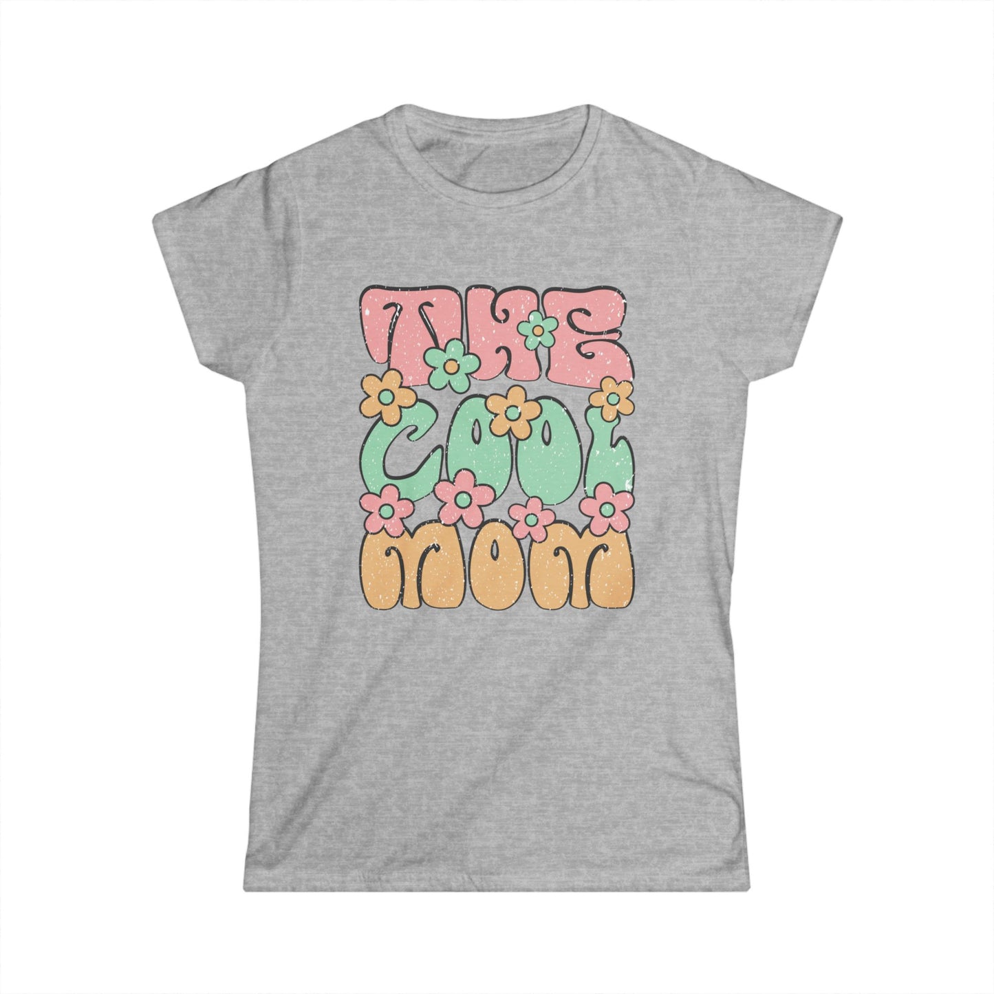 "Take The Cool Mom" Women's Softstyle Tee - Trendy Floral Graphic T-Shirt for Moms