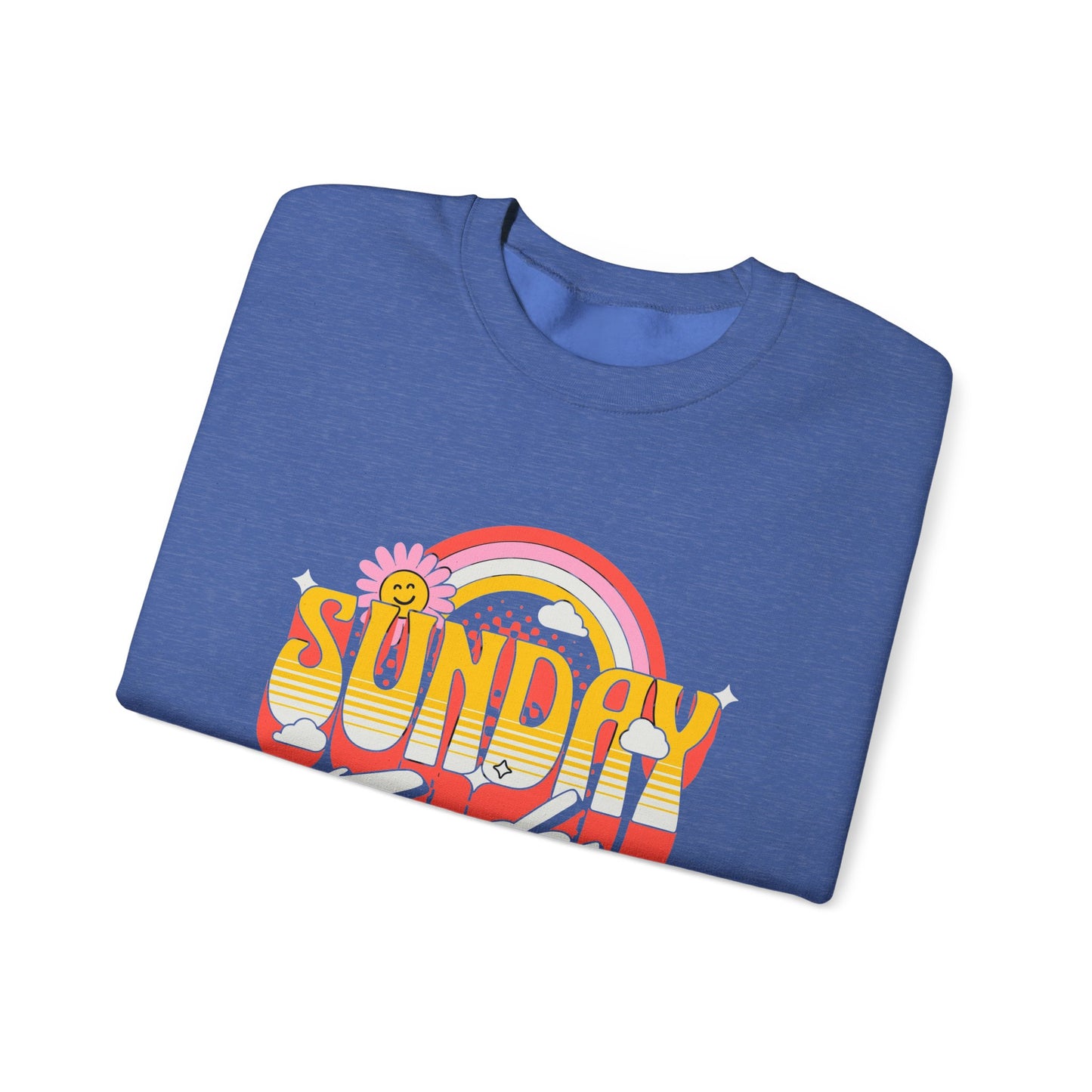 Sunday Funday Unisex Crewneck Sweatshirt - Retro Rainbow Design