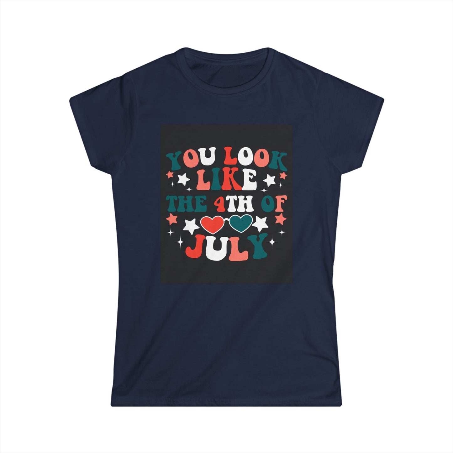 Fourth of July Women’s Tee, Patriotic Softstyle T-Shirt, Summer Celebration Top, Independence Day Apparel, 4th of July Gift