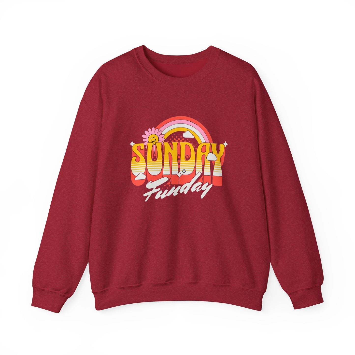 Sunday Funday Unisex Crewneck Sweatshirt - Retro Rainbow Design